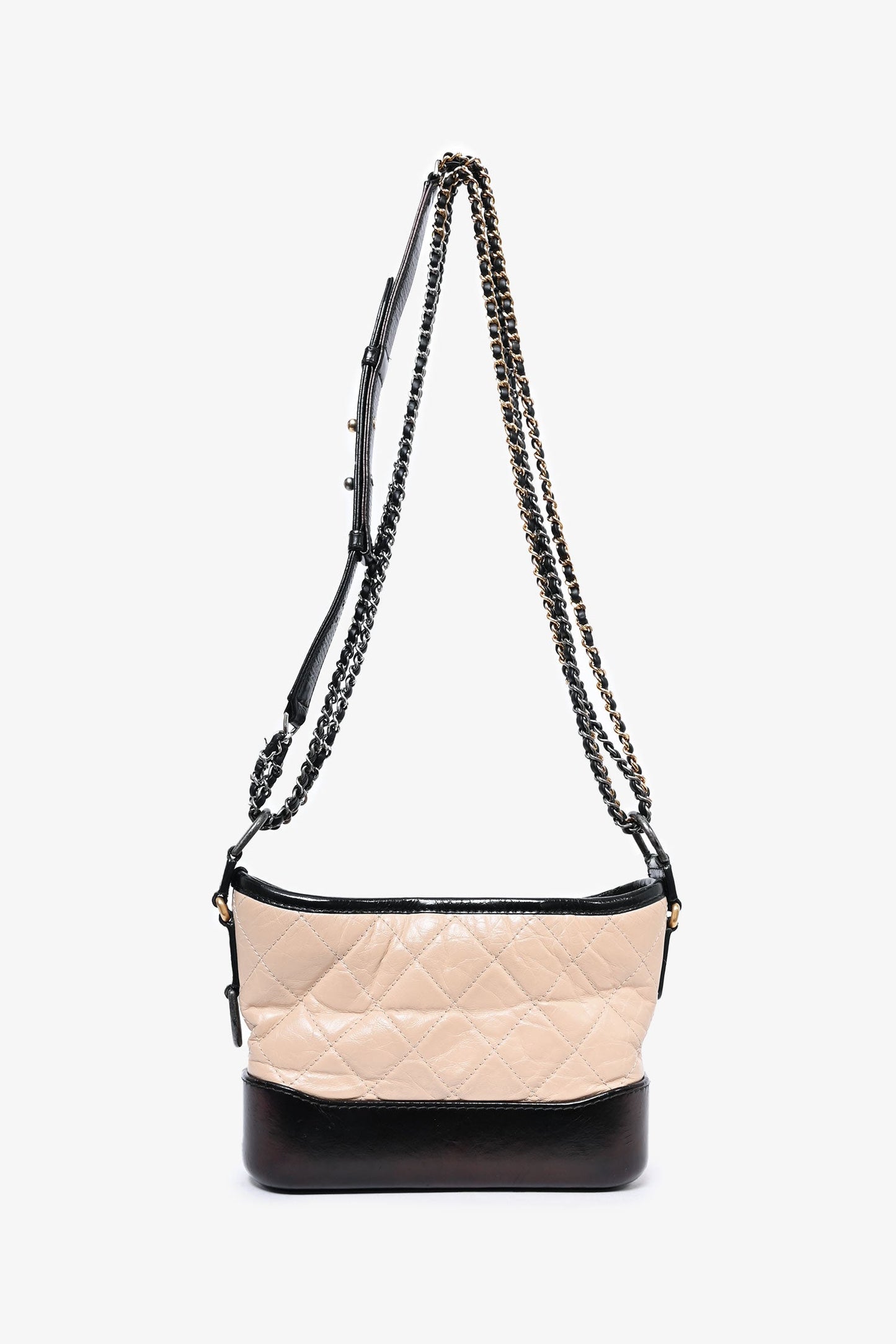 Chanel™ Beige/Black Quilted Small Gabrielle Shoulder Bag (As Is)
