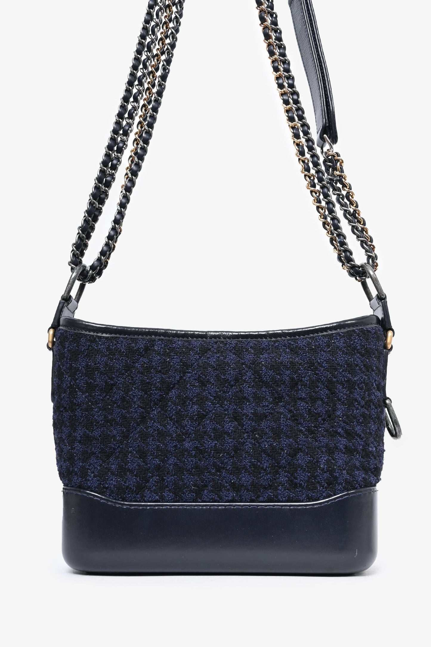 Chaneltm 2017 Black Leather/navy Tweed Small Gabrielle (as Is) Women Shoes