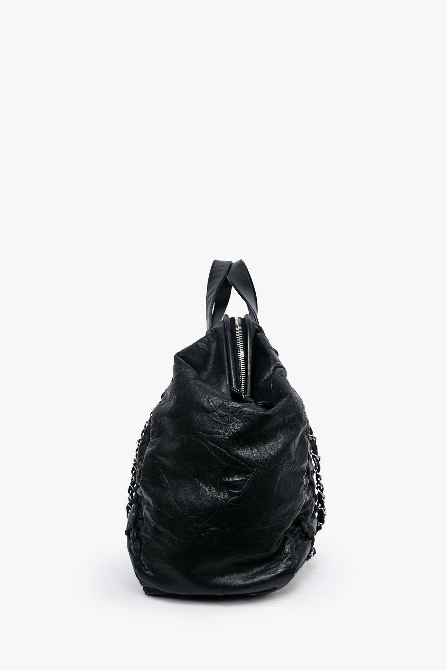 Chanel™ -12 Black Leather Ultra Stitch Large Bowling Bag