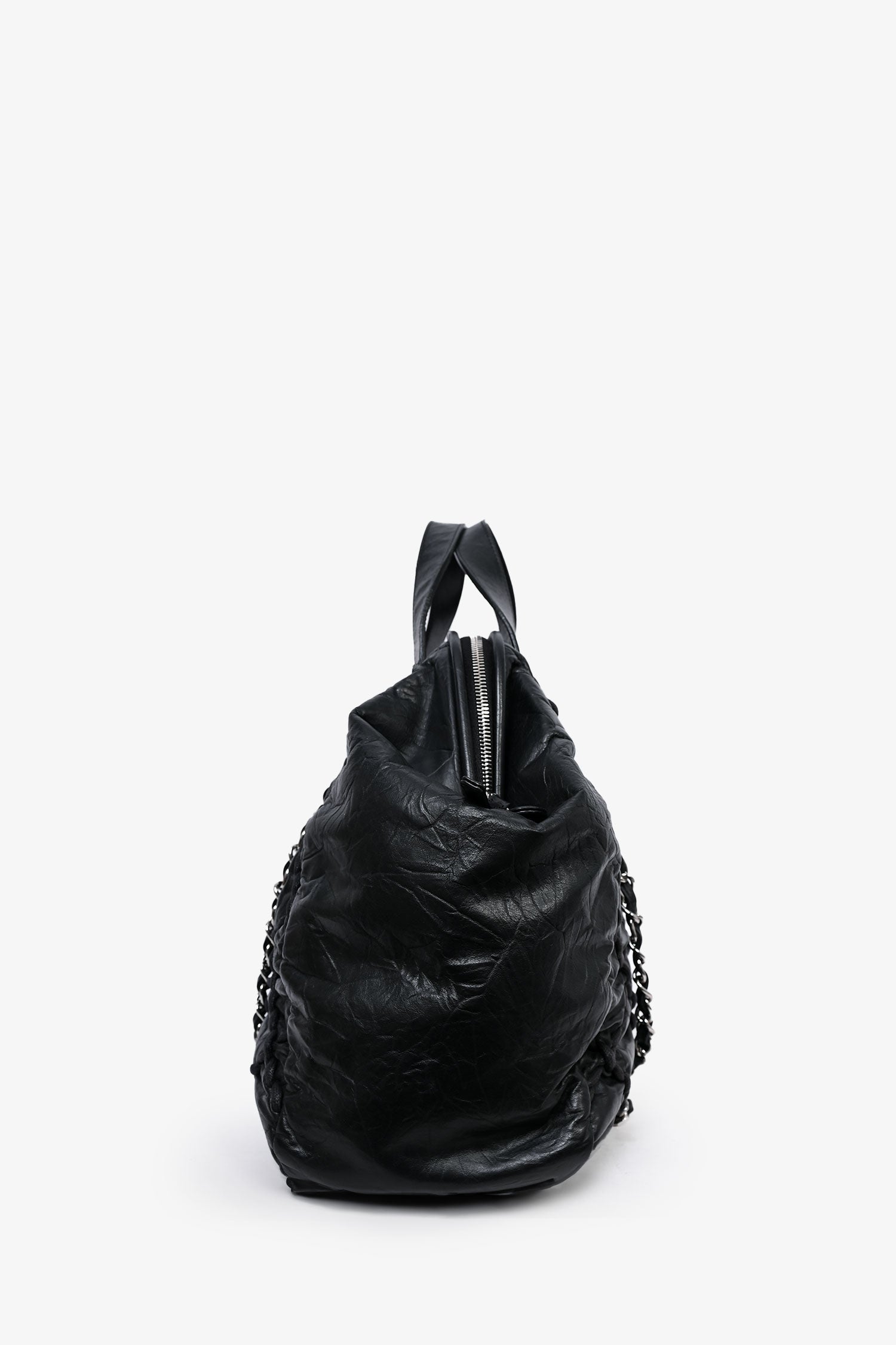Chanel™ -12 Black Leather Ultra Stitch Large Bowling Bag