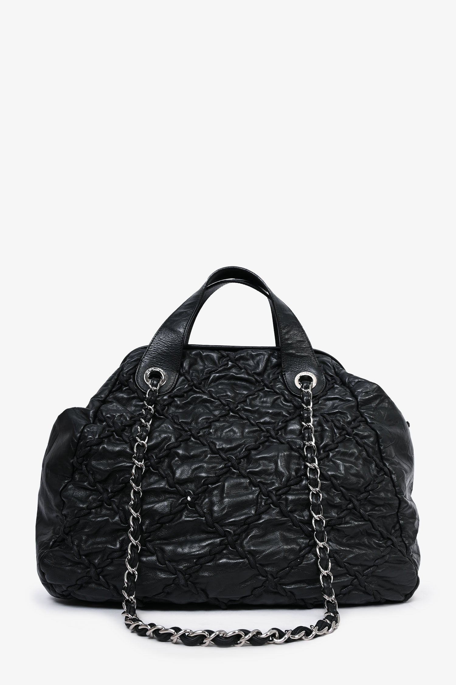 Chaneltm 2011 12 Black Leather Ultra Stitch Large Bowling Bag