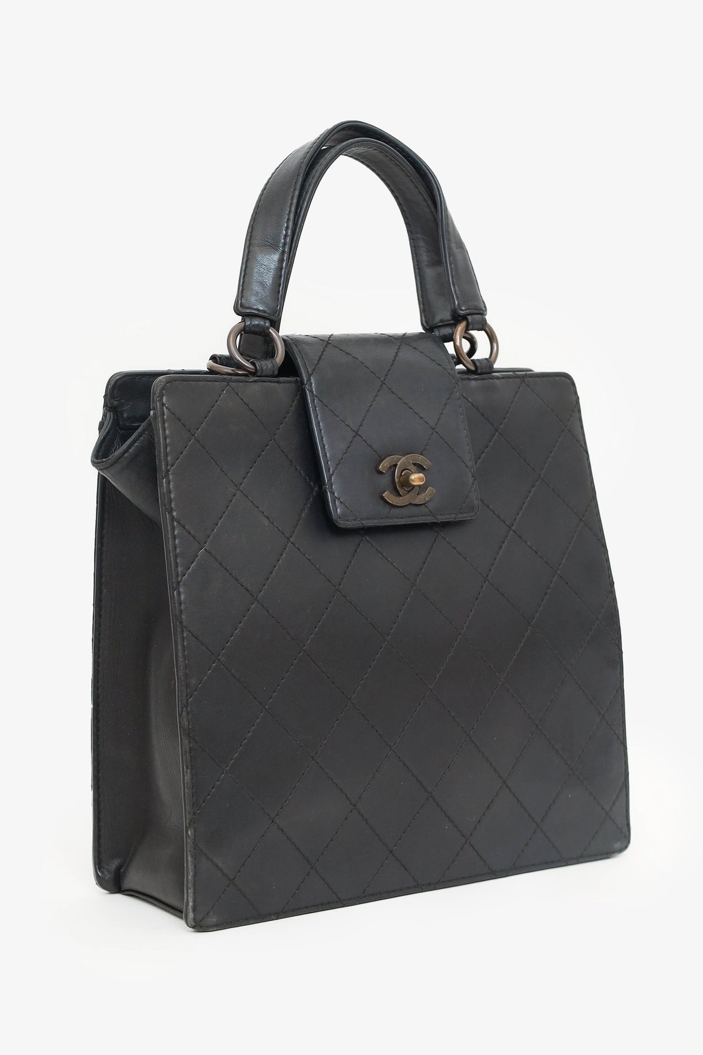 Chanel™ -97 Black Leather Matelasse Coco Mark Tote