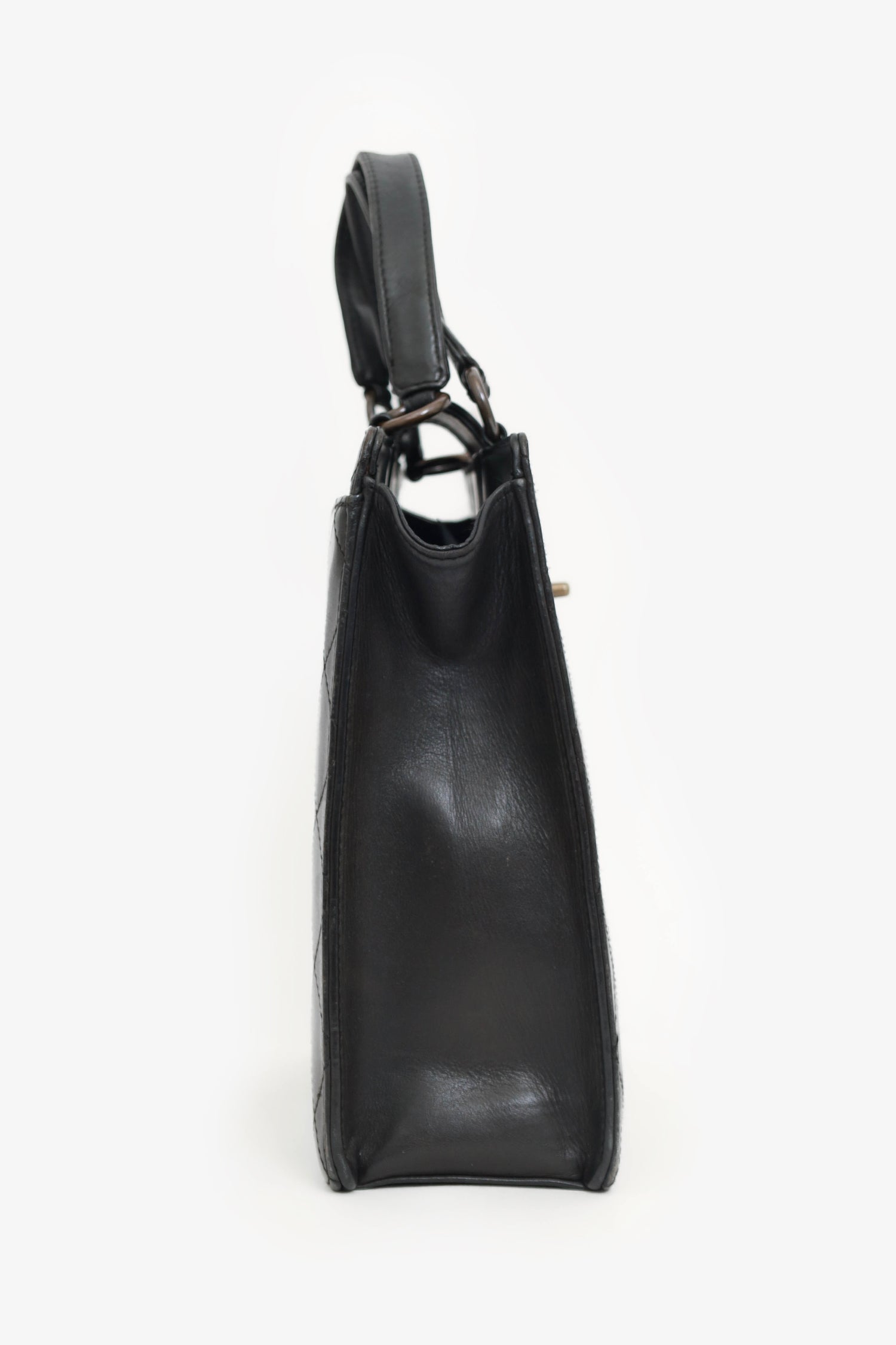Chaneltm 1996 97 Black Leather Matelasse Coco Mark Tote