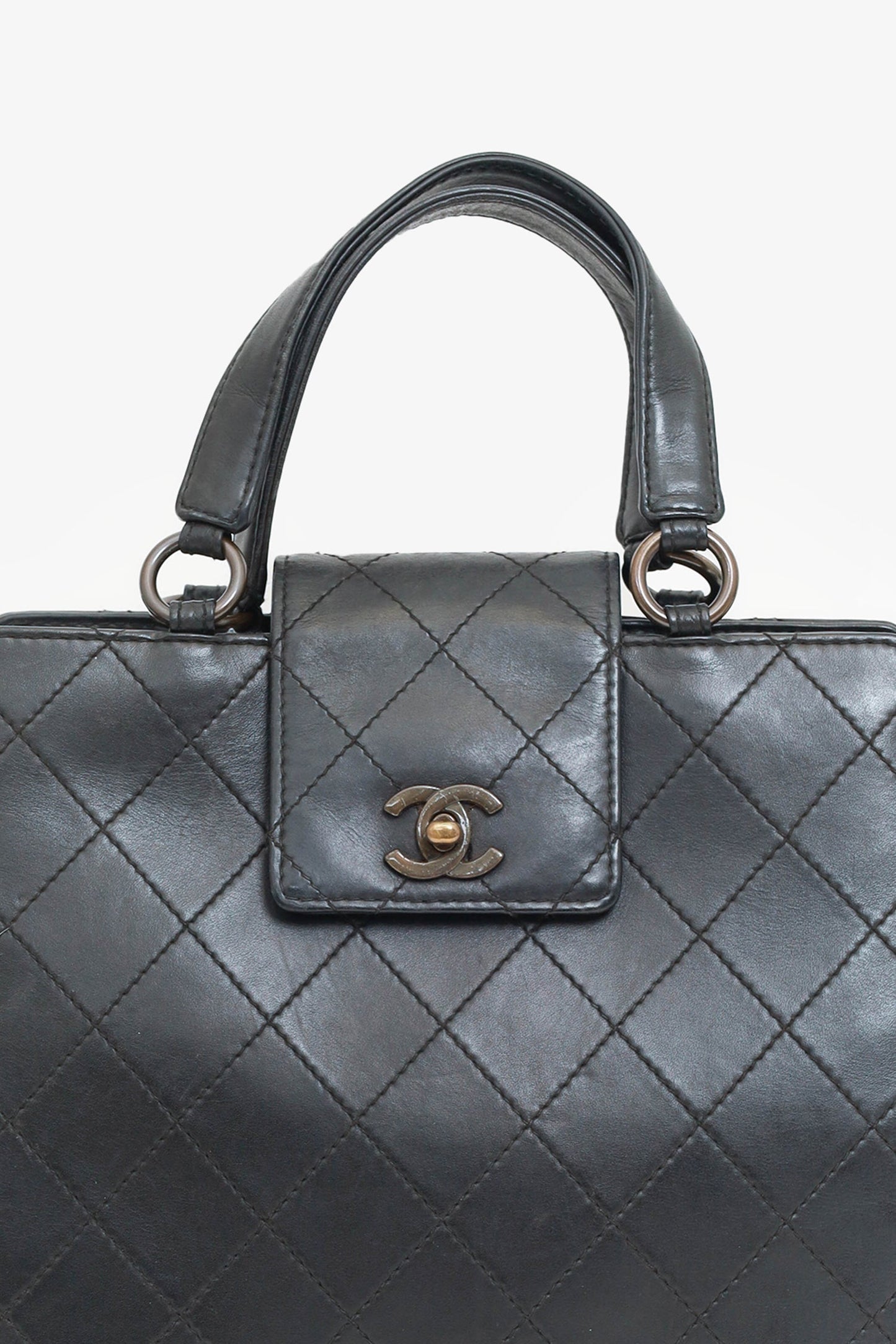 Chanel™ -97 Black Leather Matelasse Coco Mark Tote
