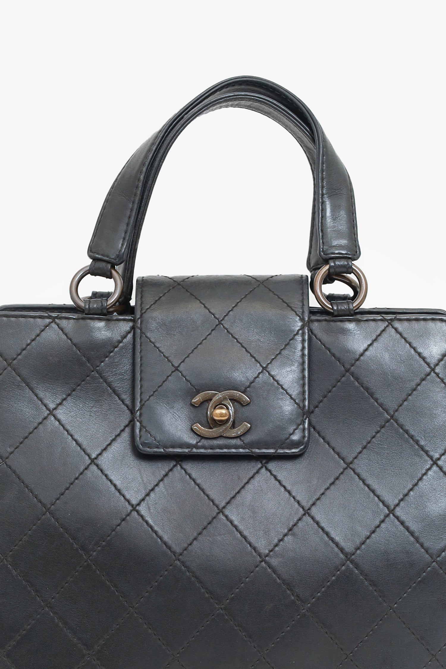 Chanel™ -97 Black Leather Matelasse Coco Mark Tote