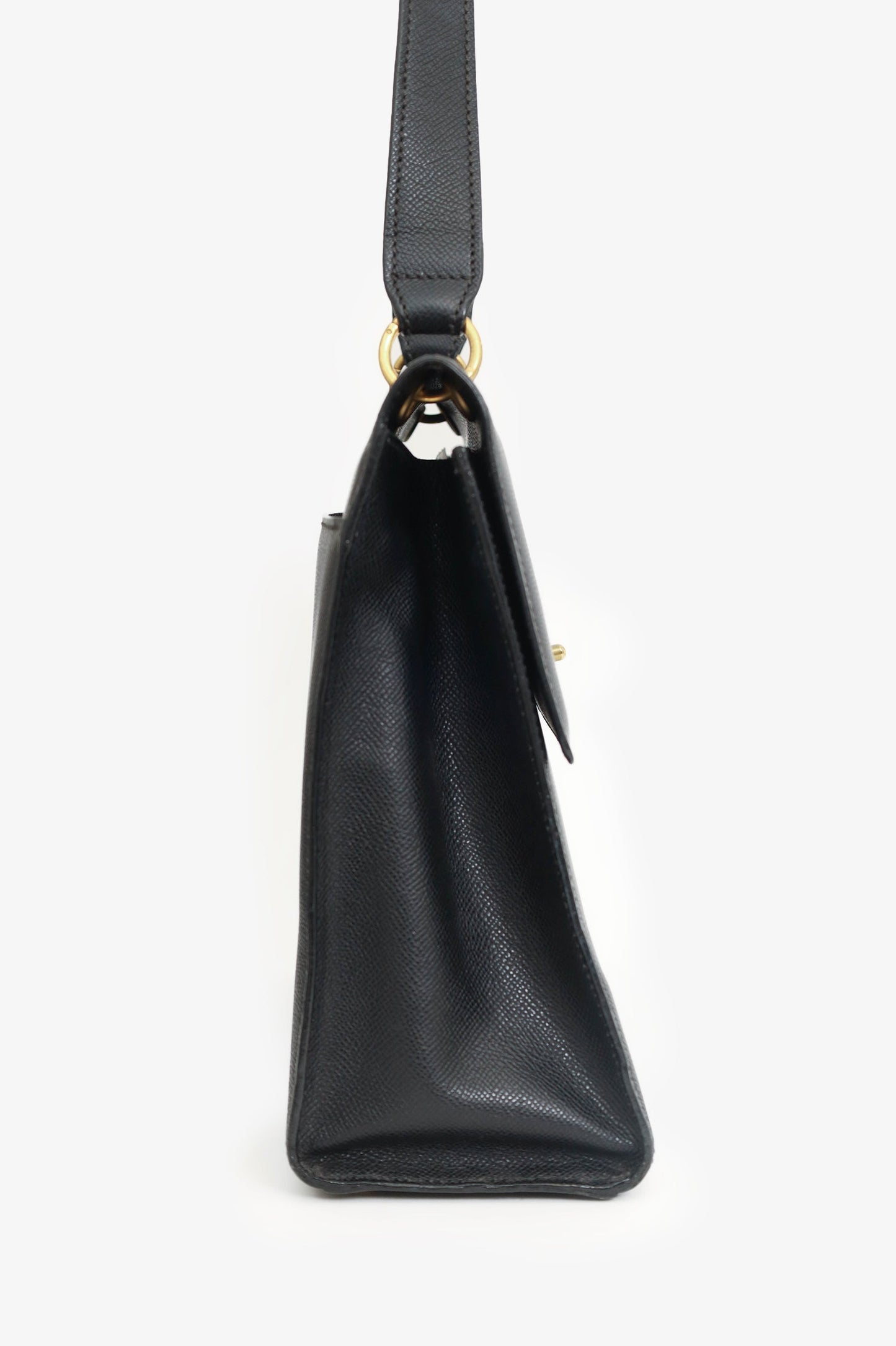 Chaneltm 1997 99 Black Caviar Leather Straight Flap Shoulder Bag