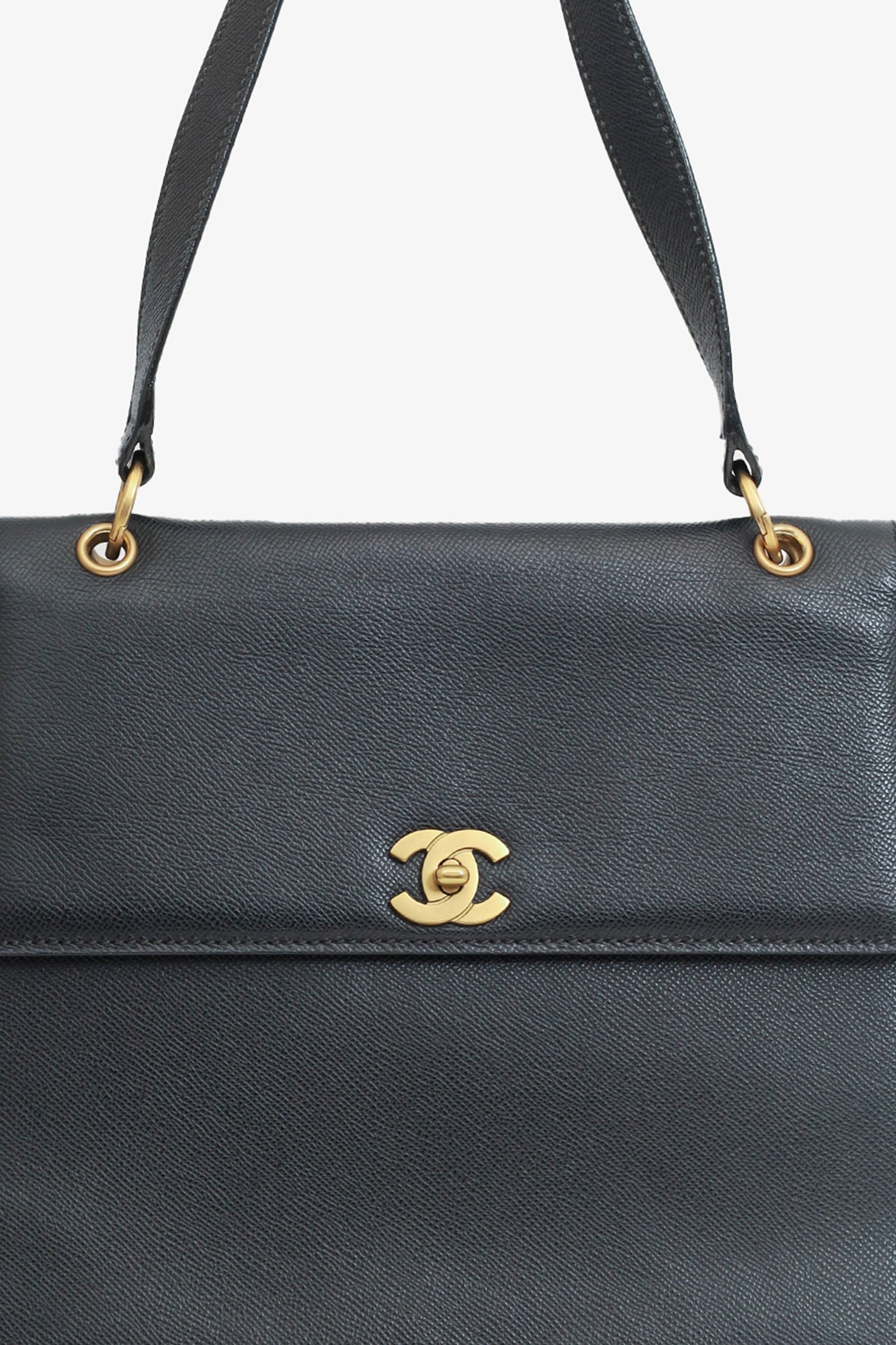 Chanel™ -99 Black Caviar Leather Straight Flap Shoulder Bag