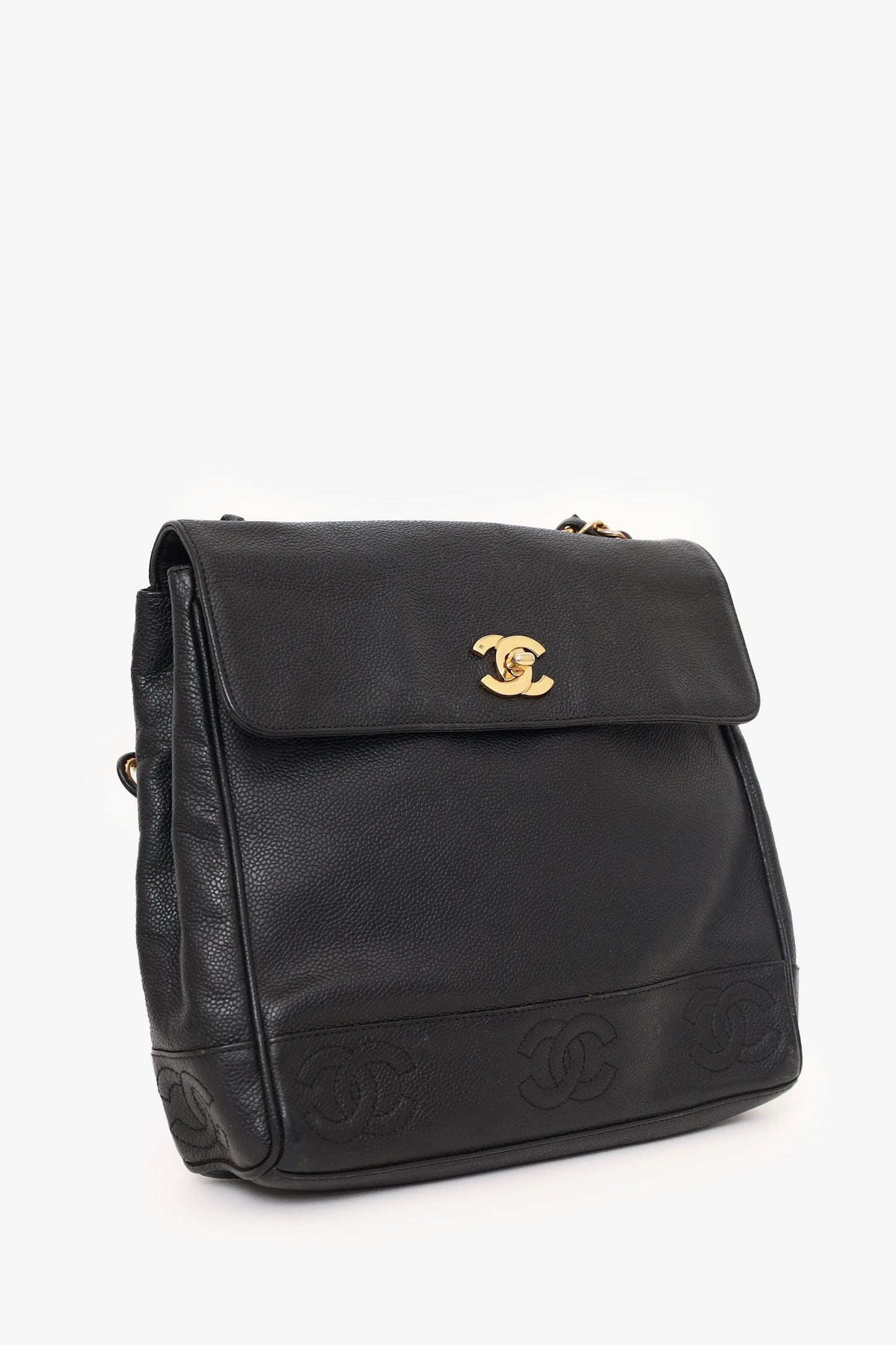 Chanel™ -97 Black Caviar Leather Triple Cc Shoulder Bag