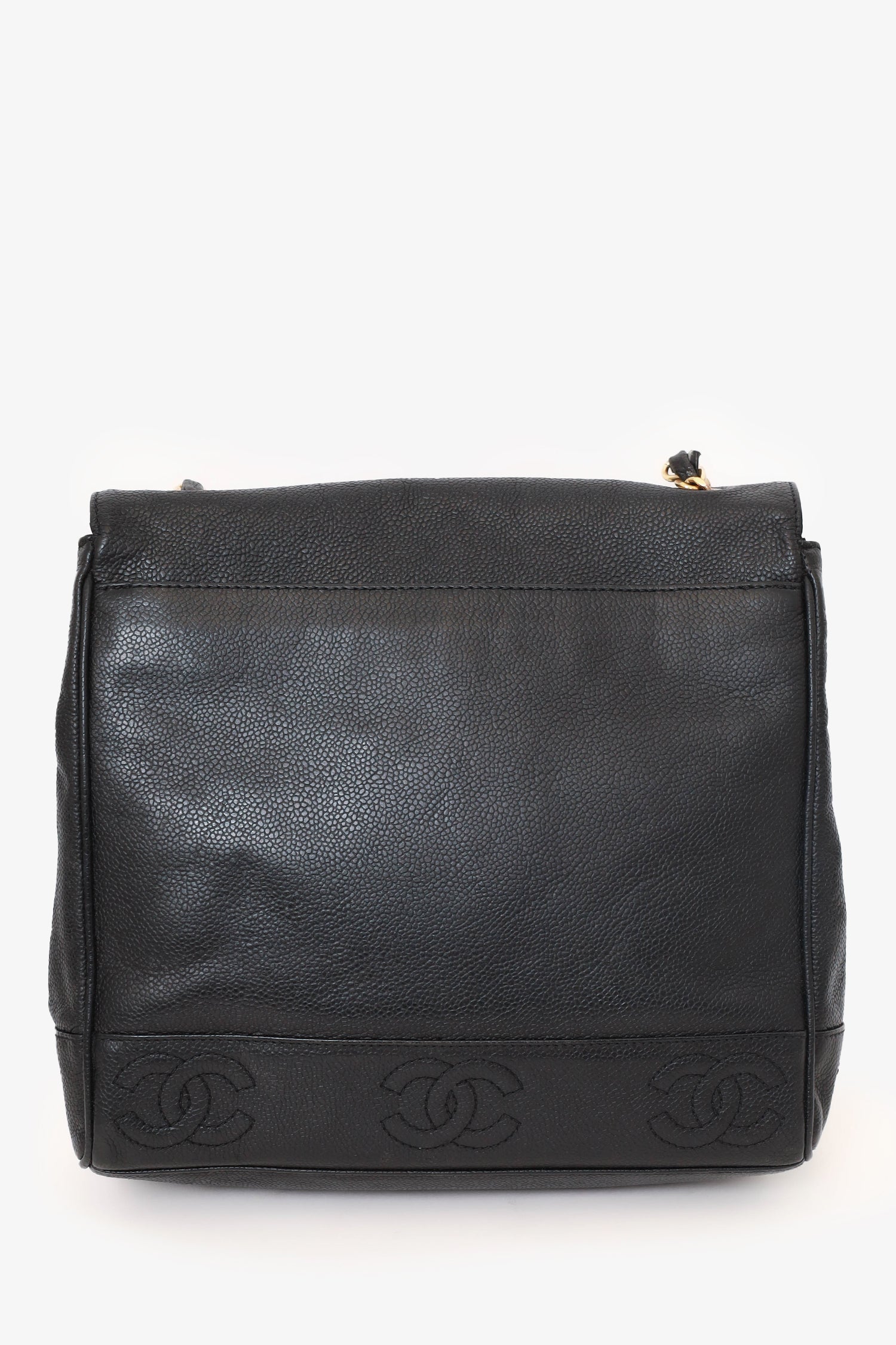 Chaneltm 1996 97 Black Caviar Leather Triple CC Shoulder Bag