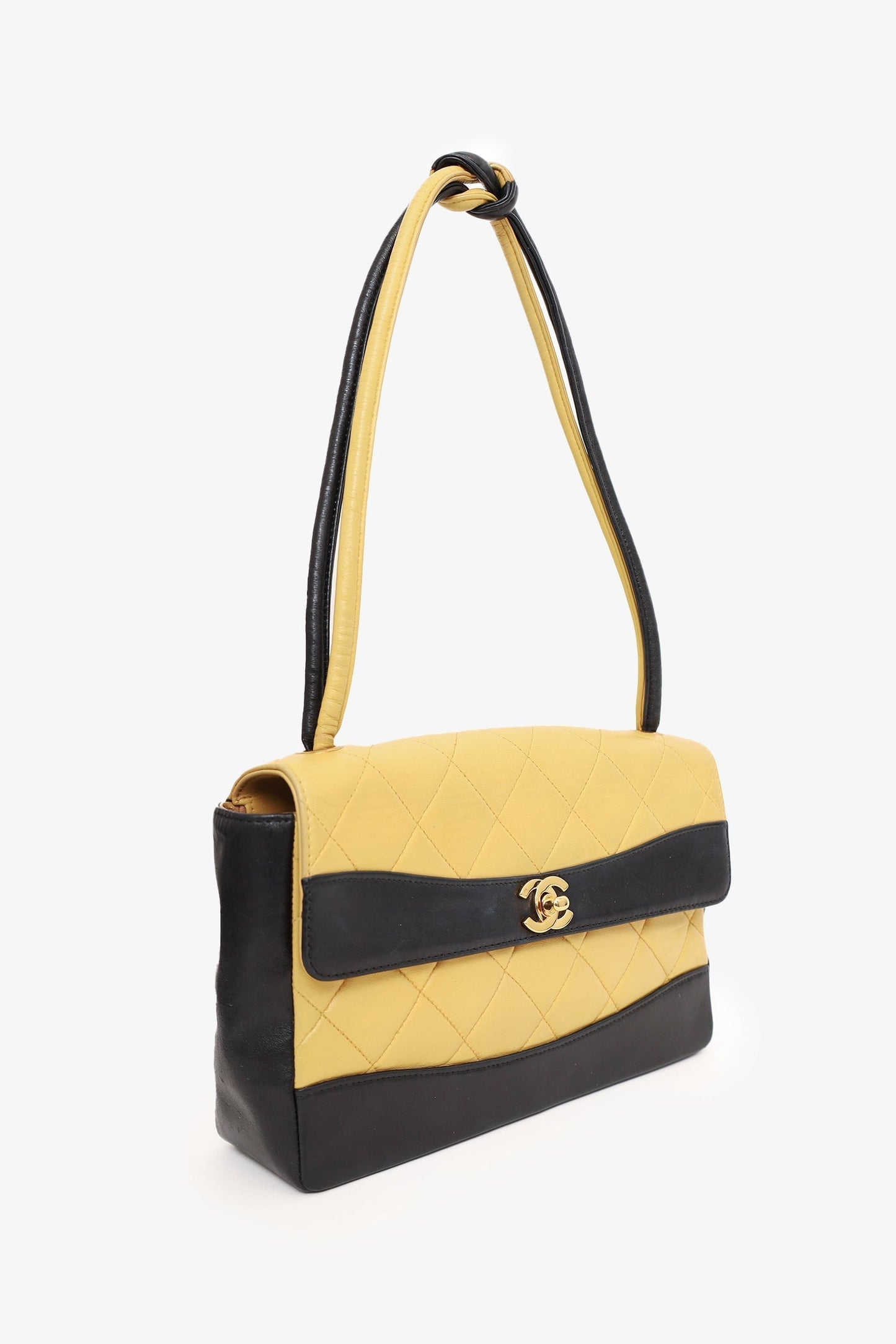 Chanel™ -02 Beige/Black Quilted Lambskin Tie Knot Flap Bag