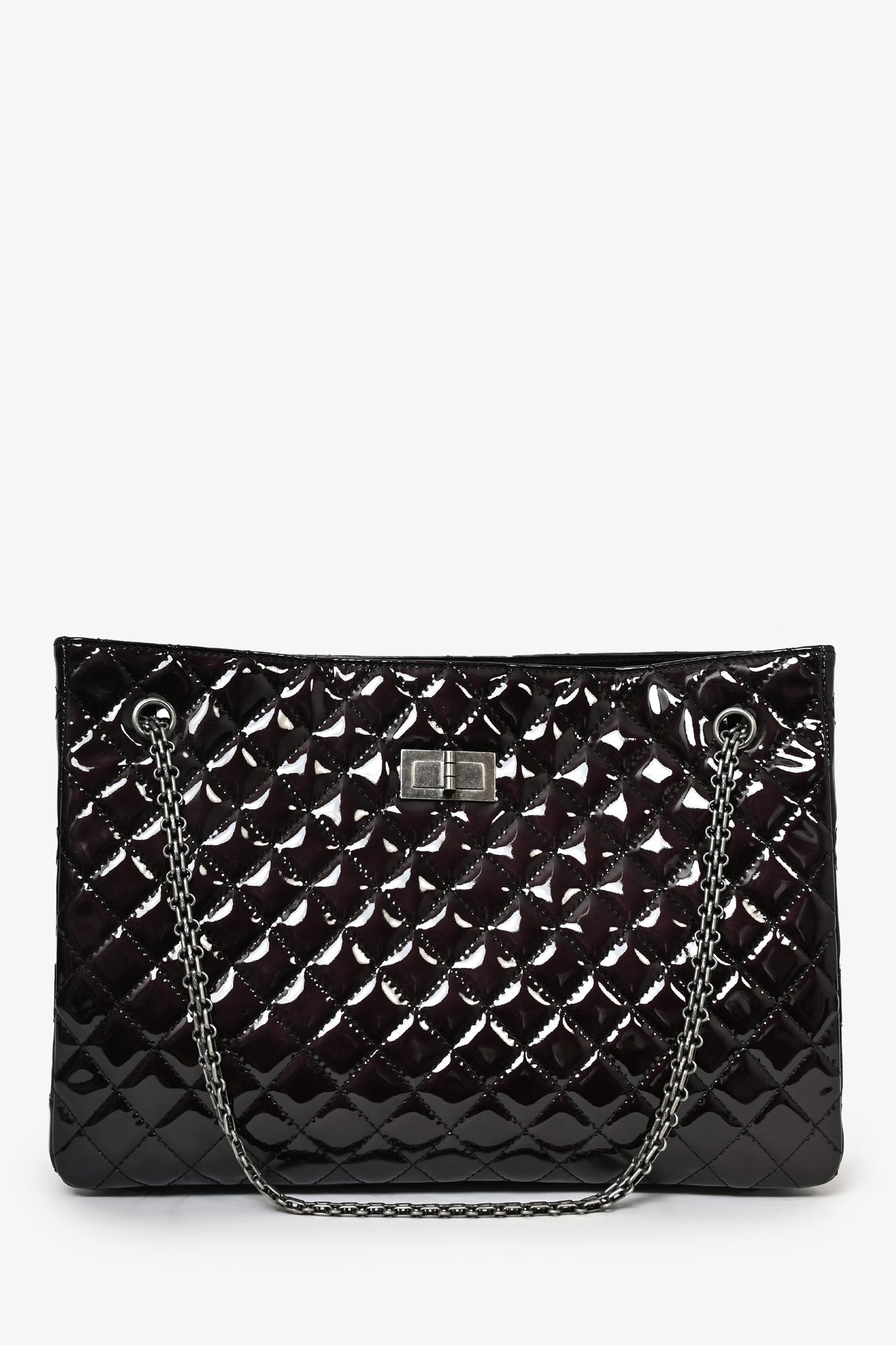 Chanel™  2011/12 Dark Purple Patent Quilted Leather 2.55 Reissue Tote Bag