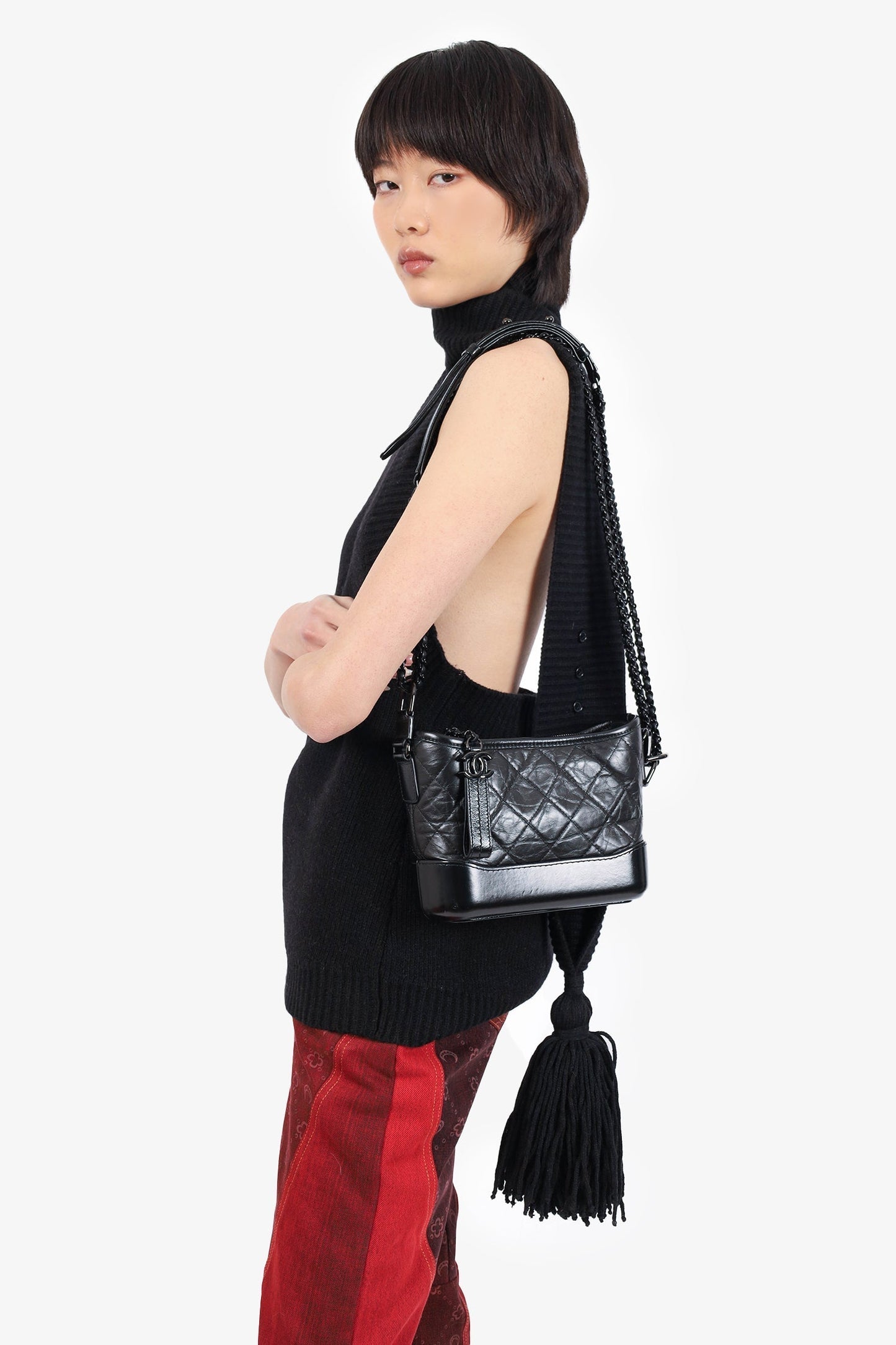Chaneltm 2019 So Black Quilted Leather Small Gabrielle Crossbody Bag