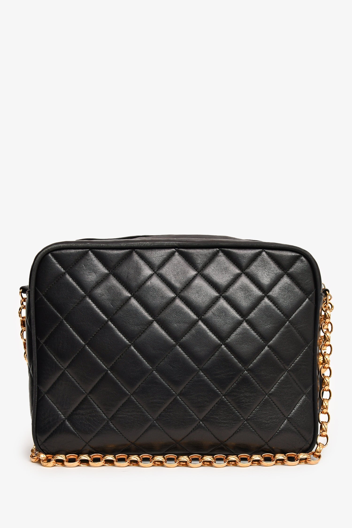 Chanel™ -4 Black Leather Quilted Turn Lock Camera Crossbody