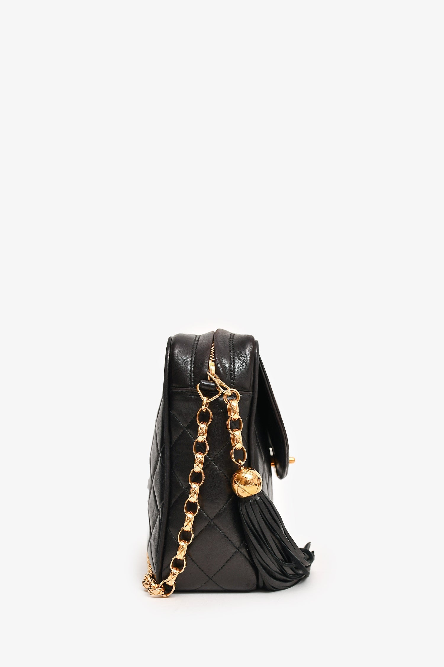 Chanel™ -4 Black Leather Quilted Turn Lock Camera Crossbody