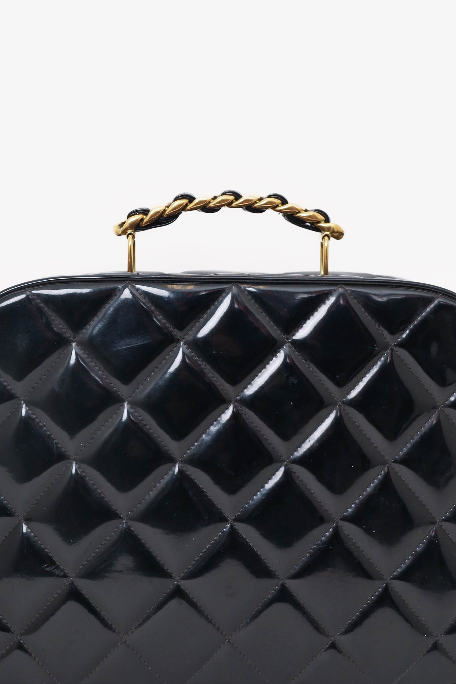 Chaneltm 1994 96 Black Patent Leather Large Vanity Case Handbag