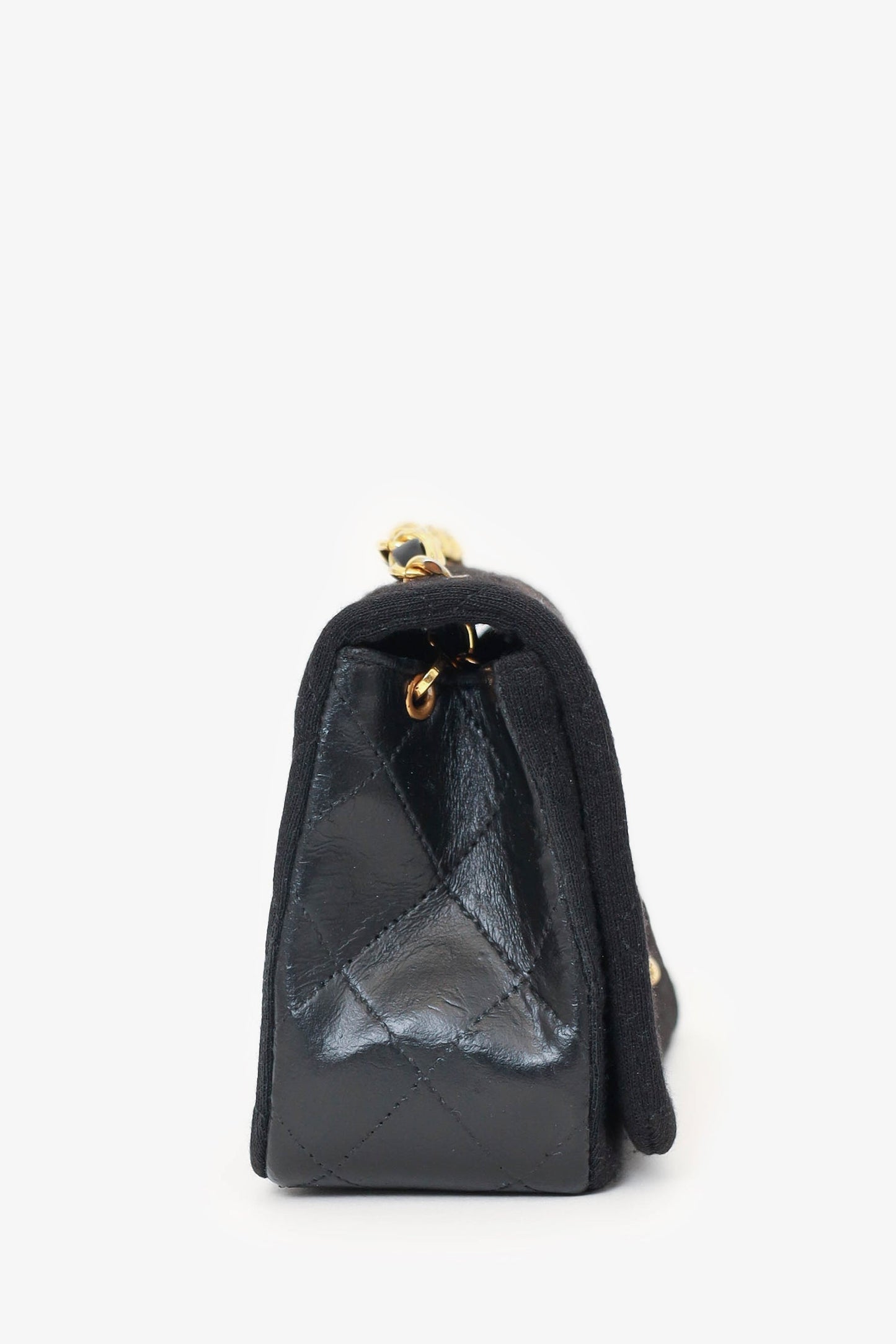 Chaneltm 1989 91 Black Jersey/lambskin Mini Full Flap Bag