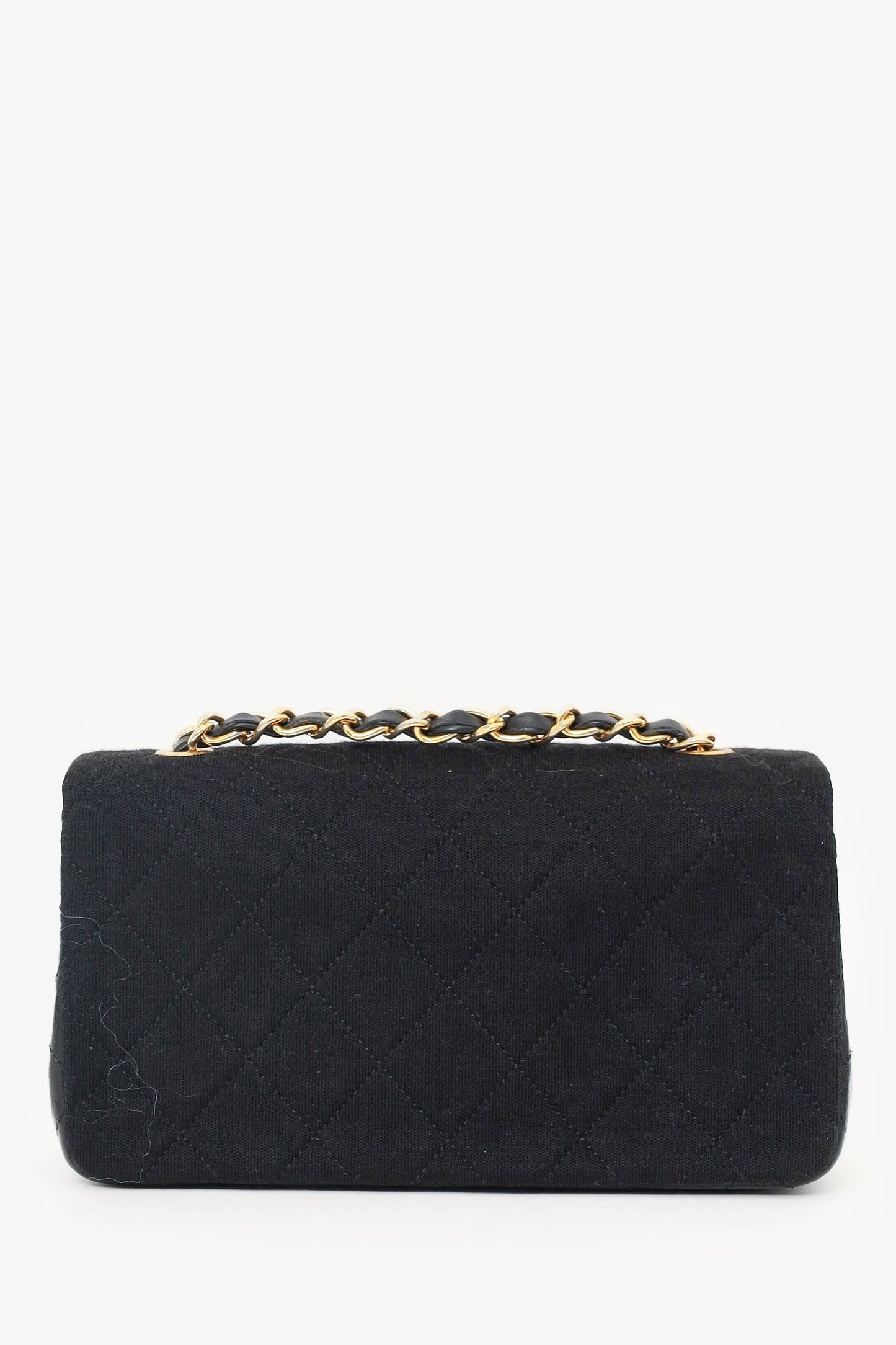 Chaneltm 1989 91 Black Jersey/lambskin Mini Full Flap Bag