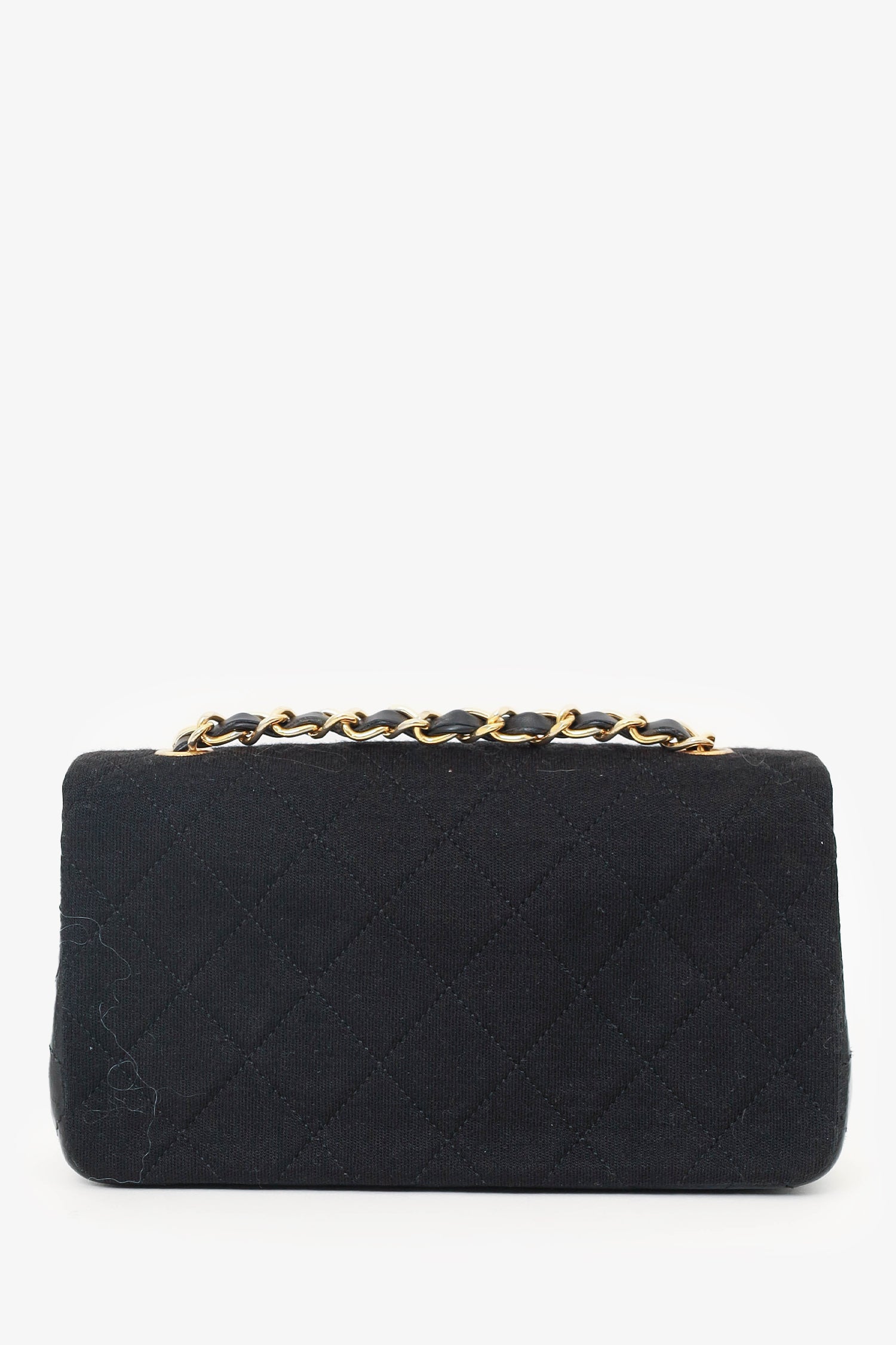 Chaneltm 1989 91 Black Jersey/lambskin Mini Full Flap Bag