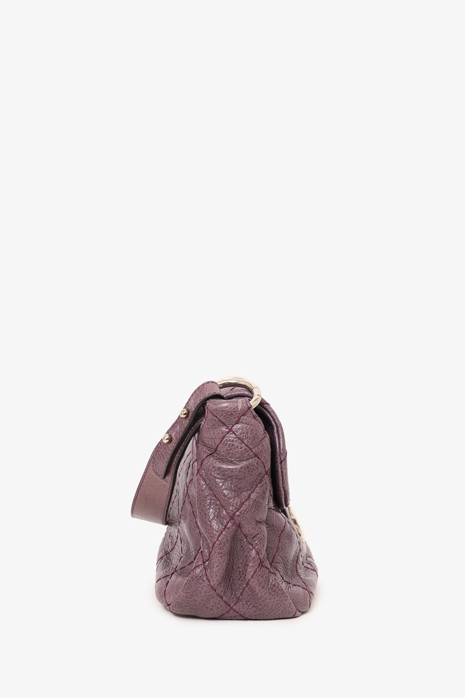 Chanel™ -10 Purple Glazed Calfskin Stitched On The Road Flap Bag