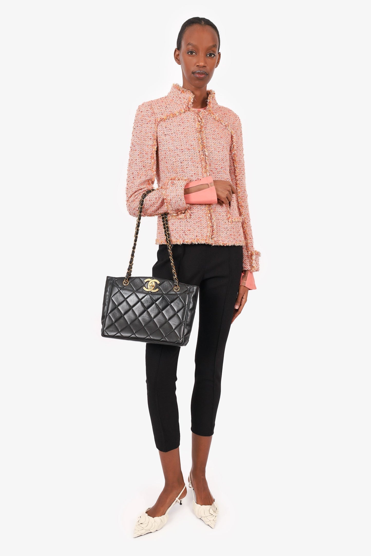 Chanel™   Black Quilted Lambskin CC Tote Bag