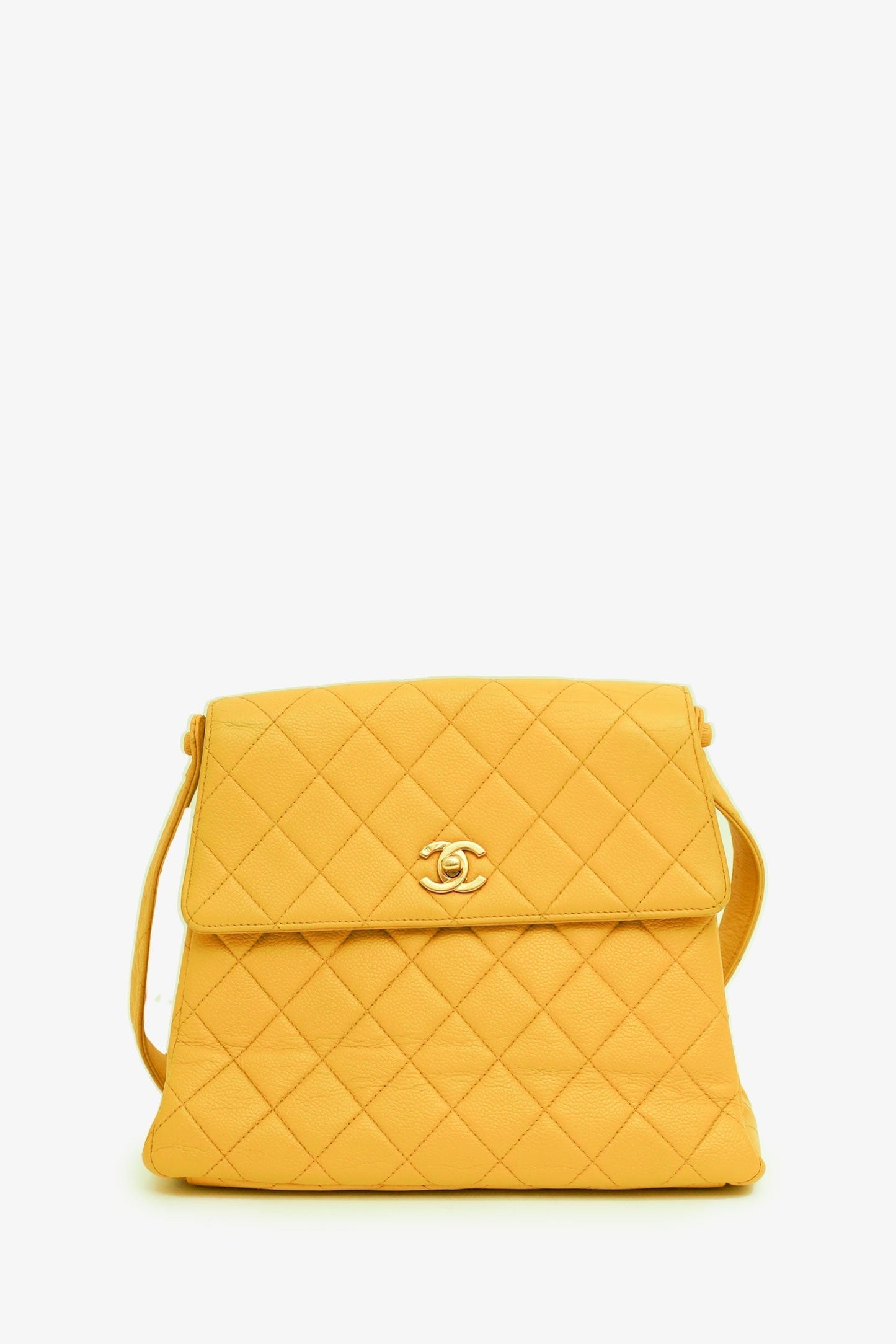 Chaneltm Yellow Caviar Leather CC Shoulder Bag