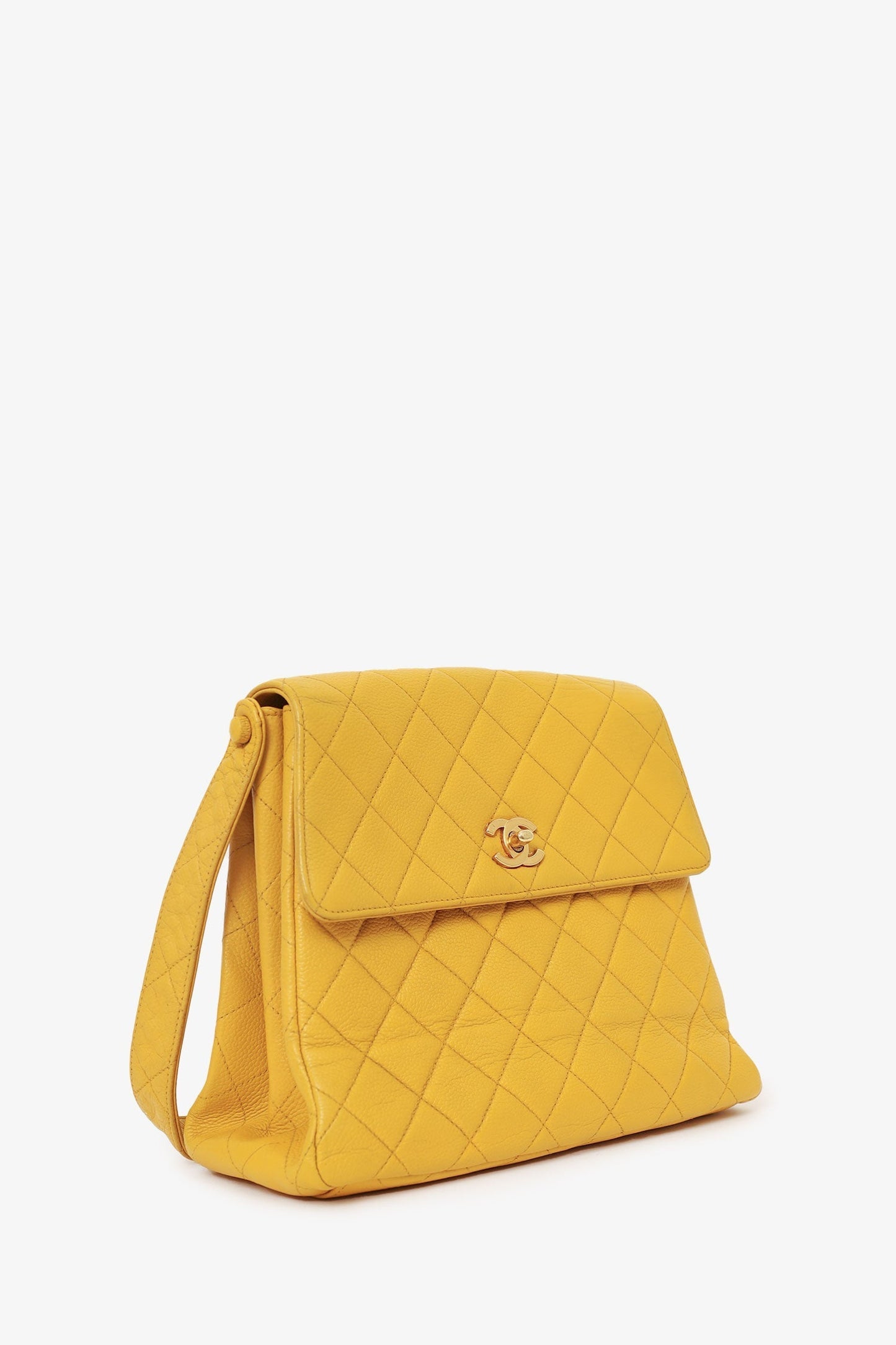 Chaneltm Yellow Caviar Leather CC Shoulder Bag