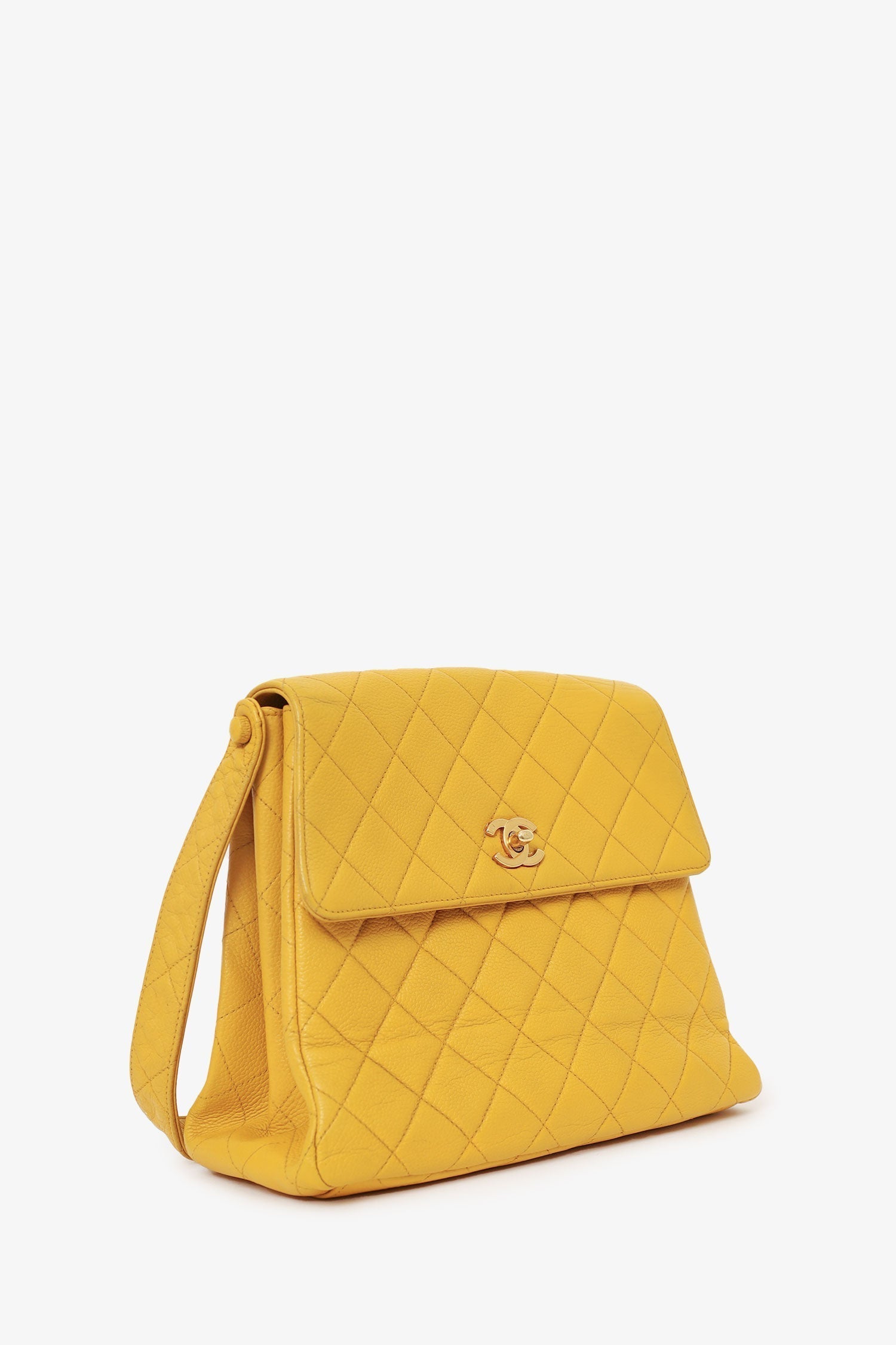 Chaneltm Yellow Caviar Leather CC Shoulder Bag