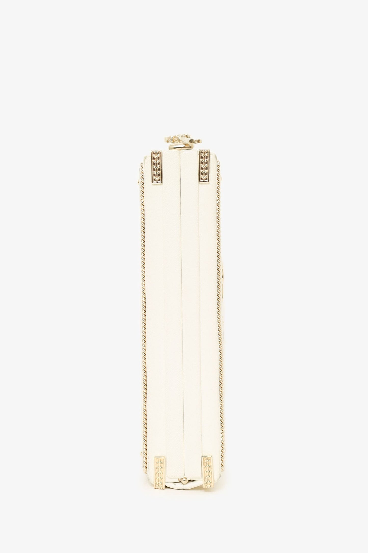 Chaneltm 2017 18 White Lambskin Paris Cosmopolite Coco in Ritz Clutch with Chain