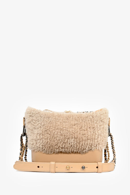 Chaneltm 2017 18 Beige Shearling/leather Small Gabrielle Crossbody