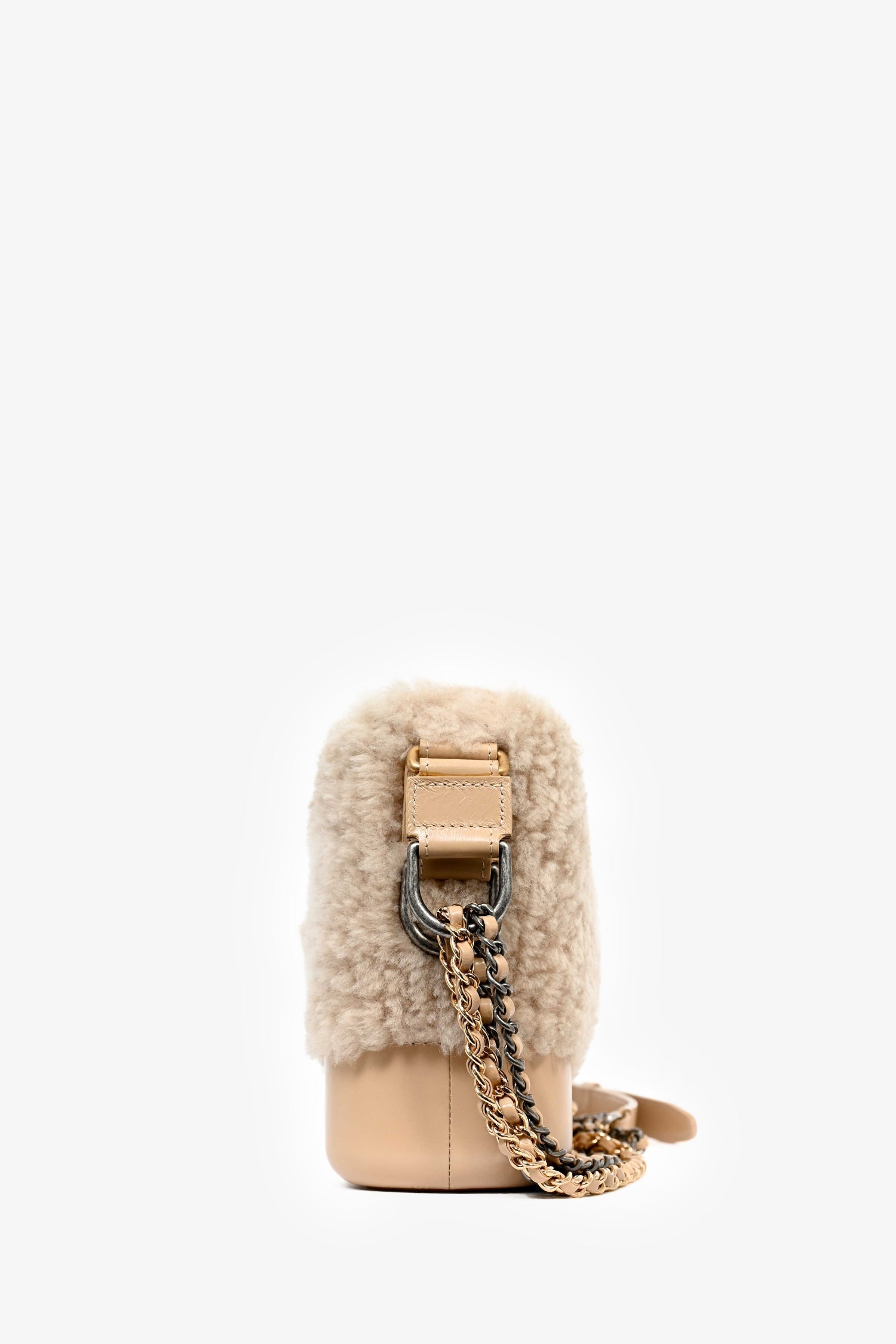 Chanel™ -18 Beige Shearling/Leather Small Gabrielle Crossbody