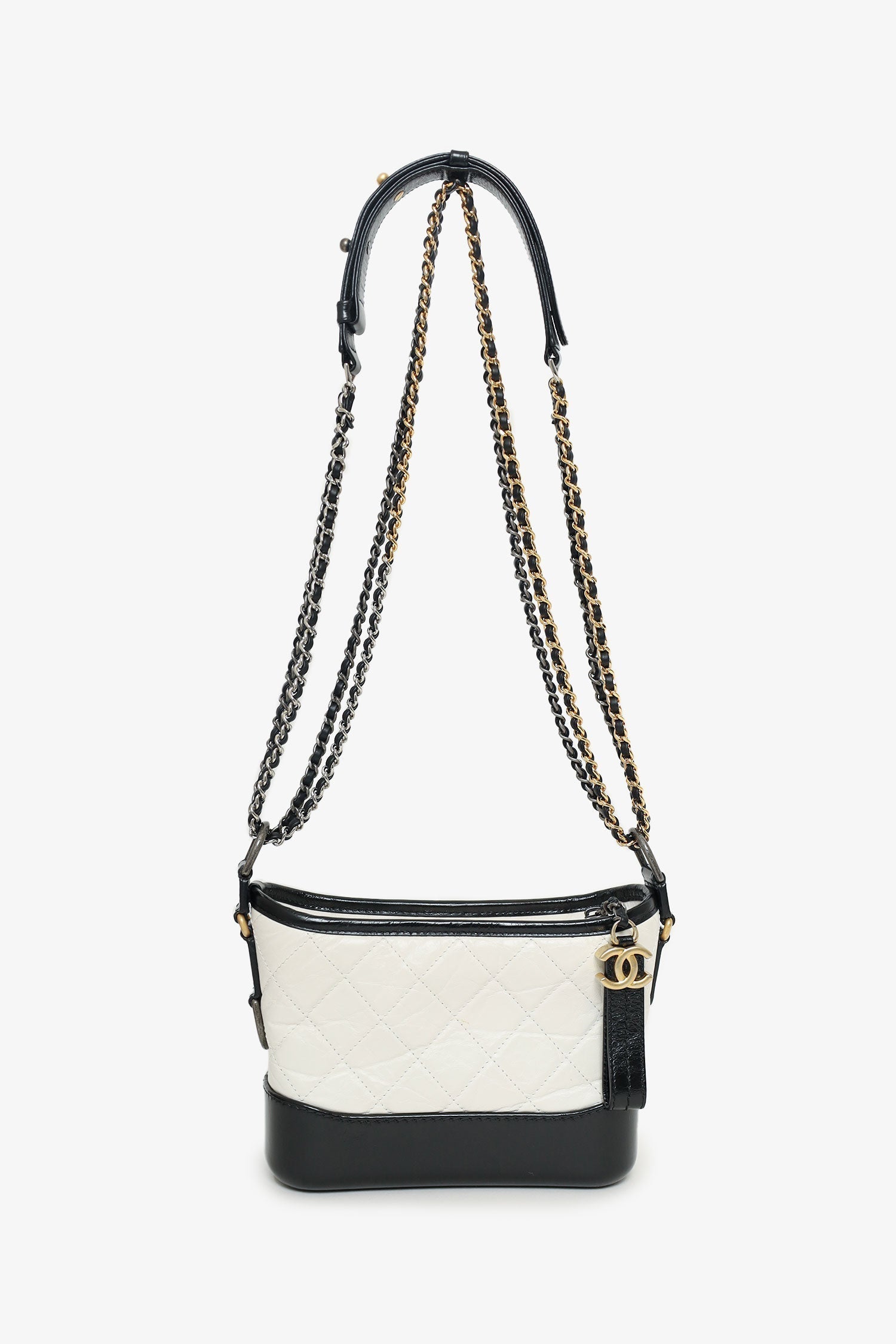 Chaneltm 2018 Black/white Lambskin Leather Small Gabrielle Bag