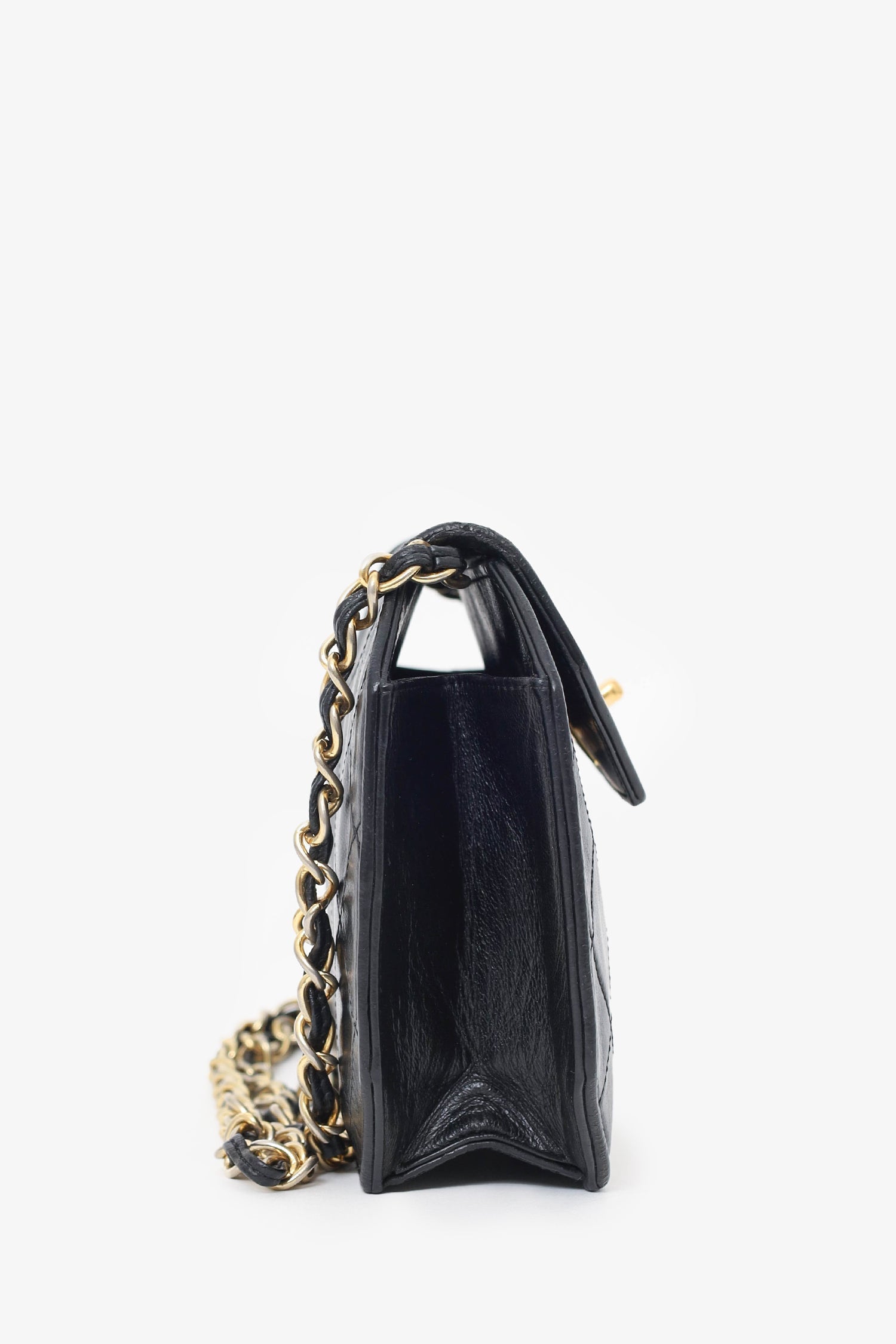 Chaneltm Black Quilted Leather Octagon CC Flap Bag