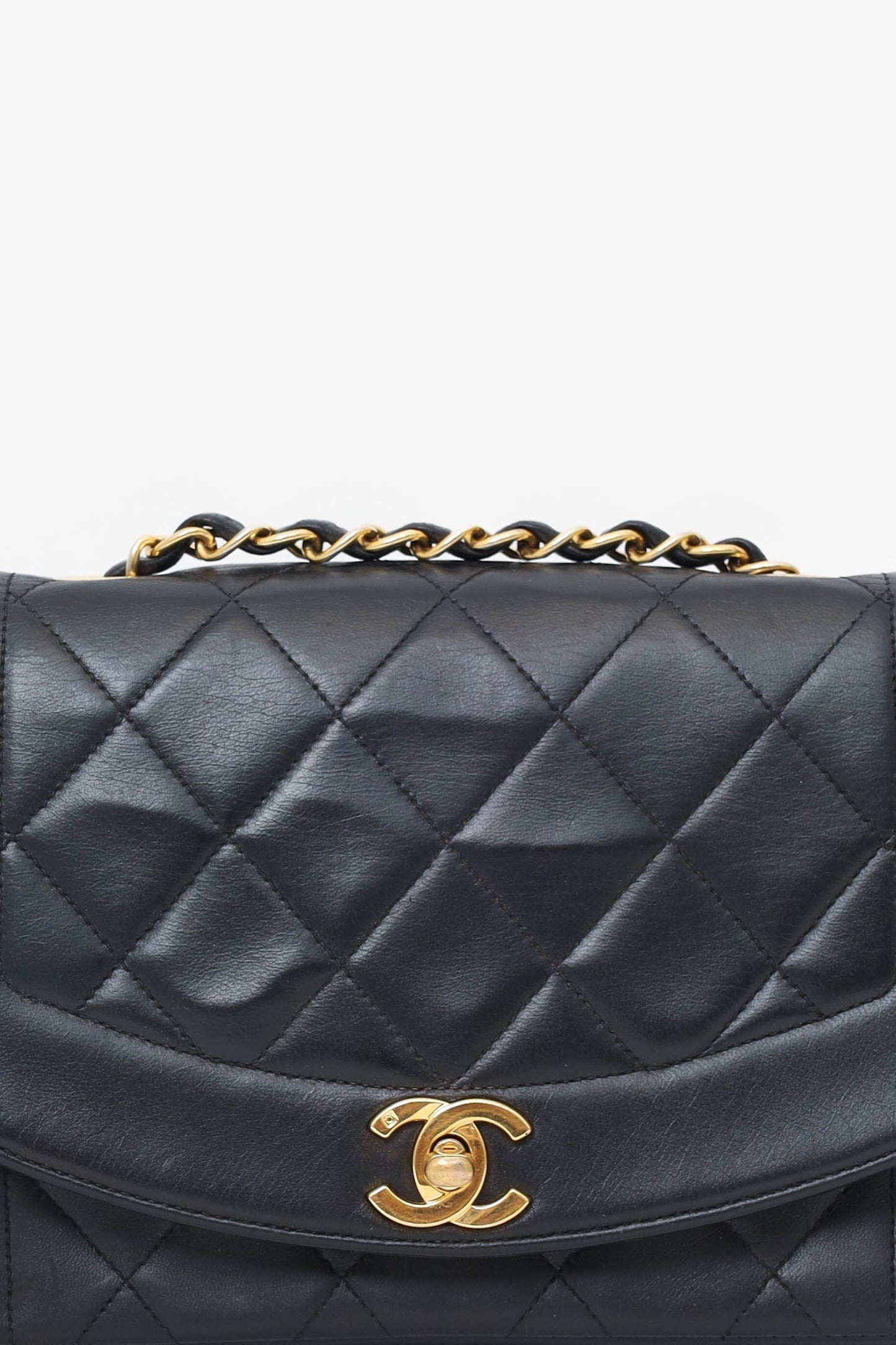 Chaneltm Black Lambskin Small Diana Flap Bag