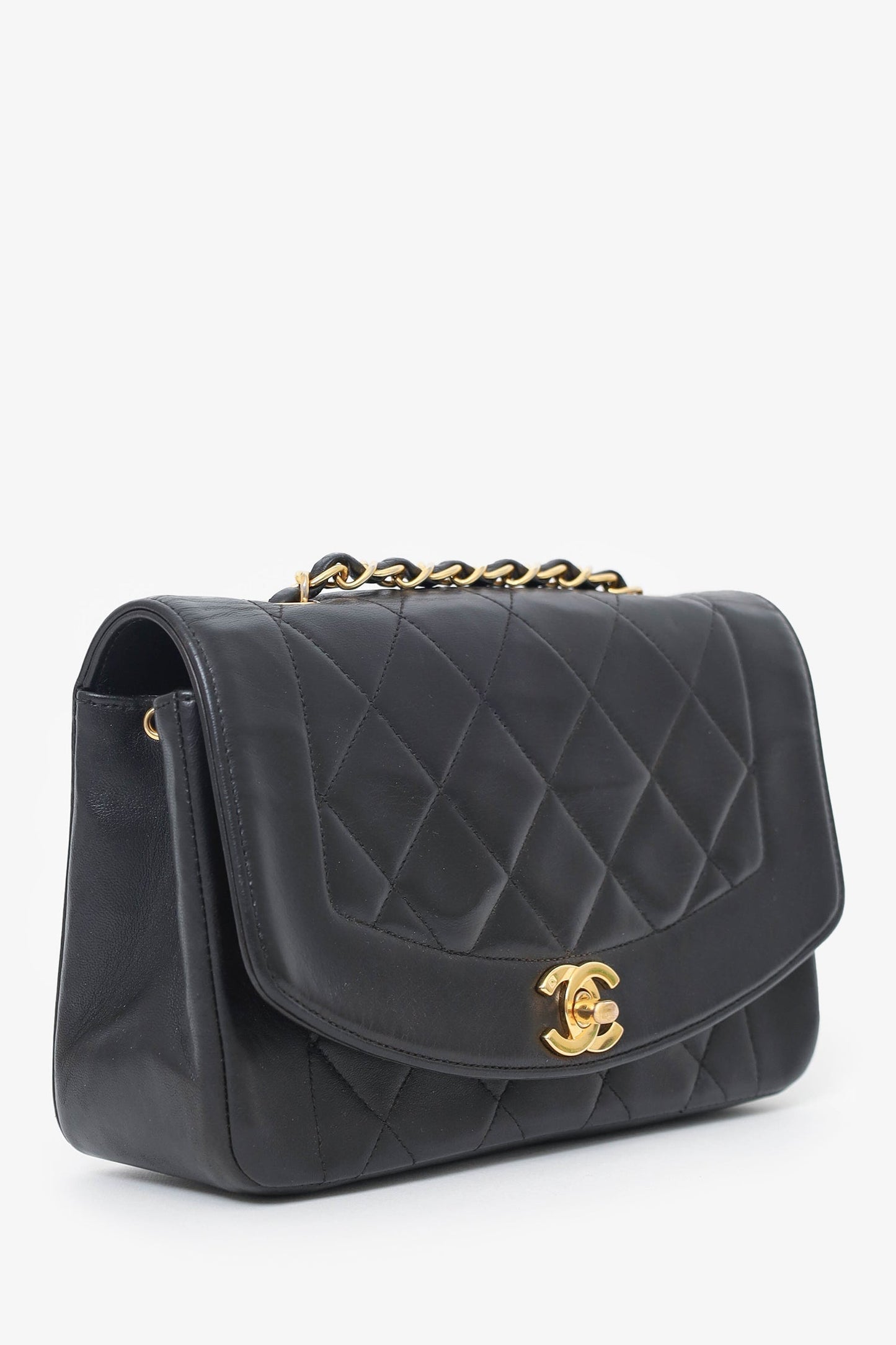 Chaneltm Black Lambskin Small Diana Flap Bag