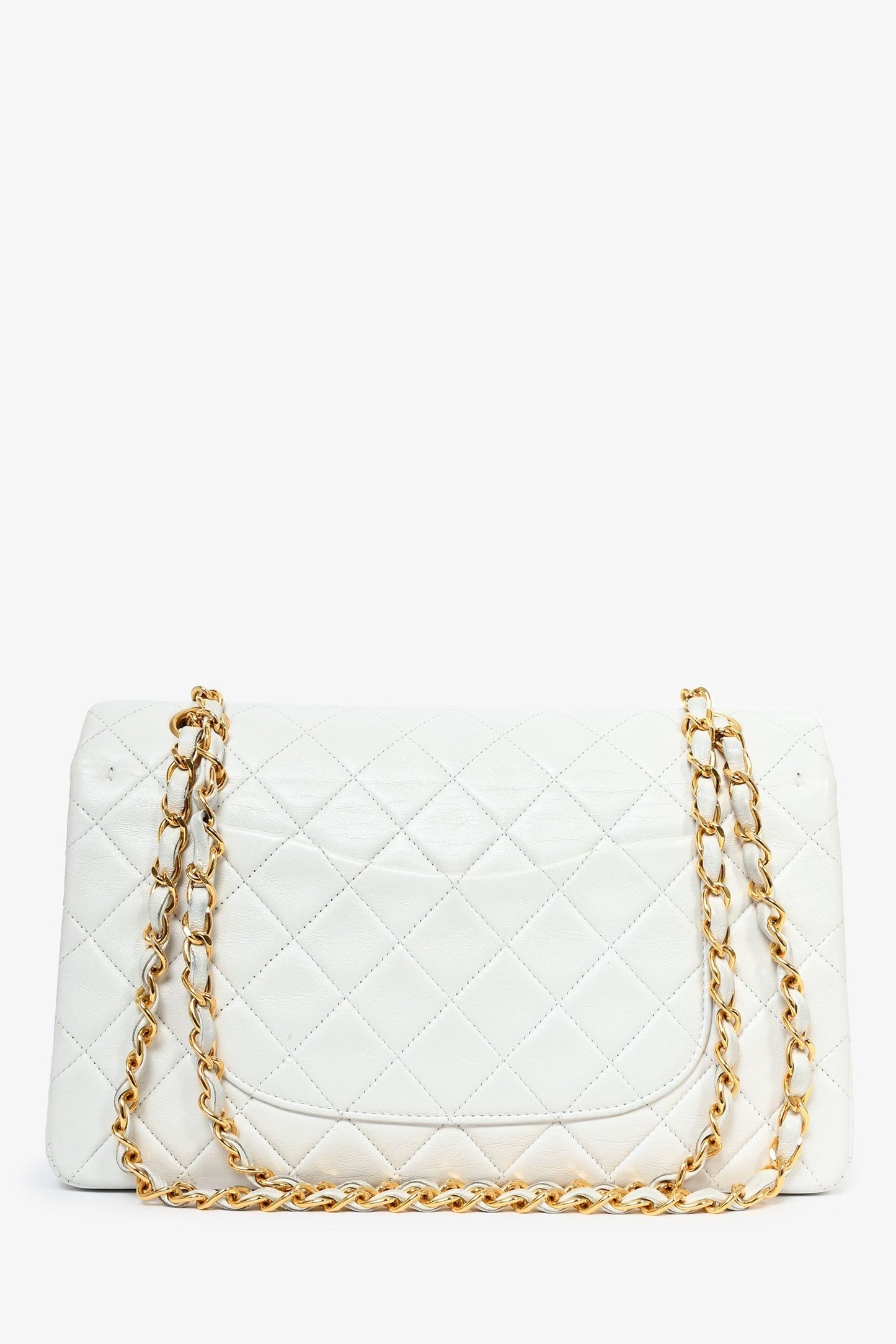 Chanel™ 1991-94   White Quilted Leather Medium Double Flap (Refurbished)