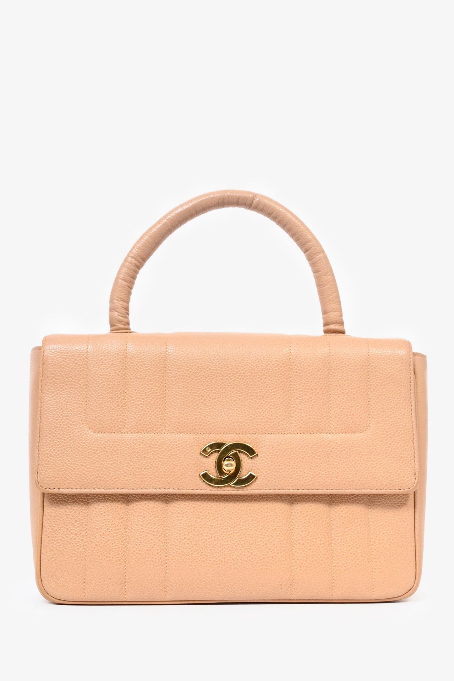 Chanel™ 1995 Beige Caviar Leather Kelly Mademoiselle Top Handle