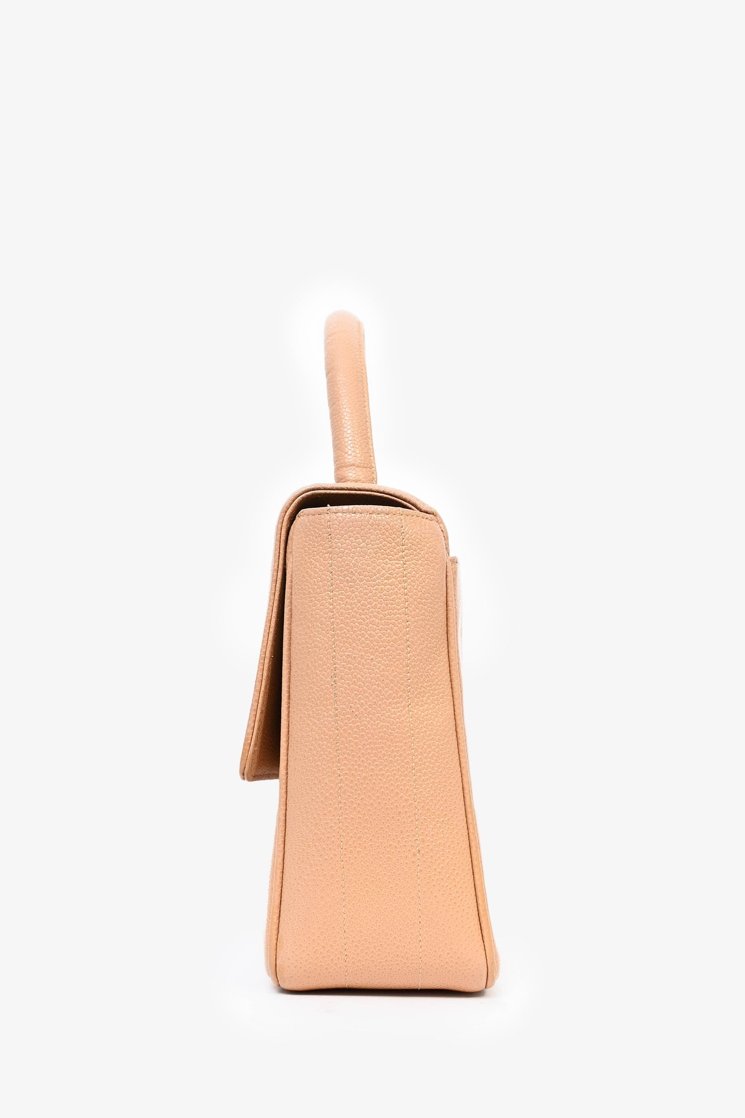 Chanel™ Beige Caviar Leather Kelly Mademoiselle Top Handle Bag