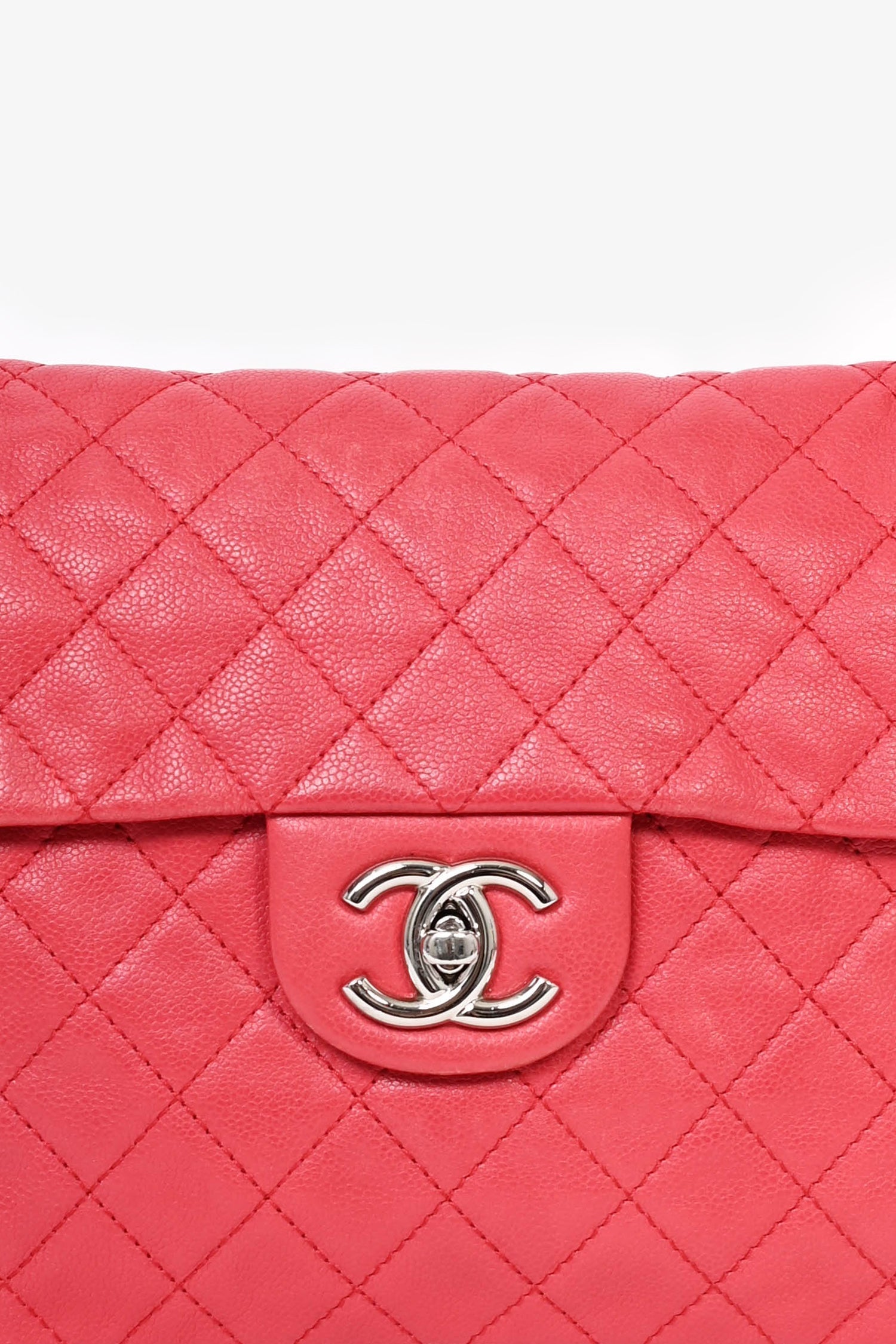 Chanel™ /09 Red Caviar Leather Cc Quilted Maxi Shoulder Bag