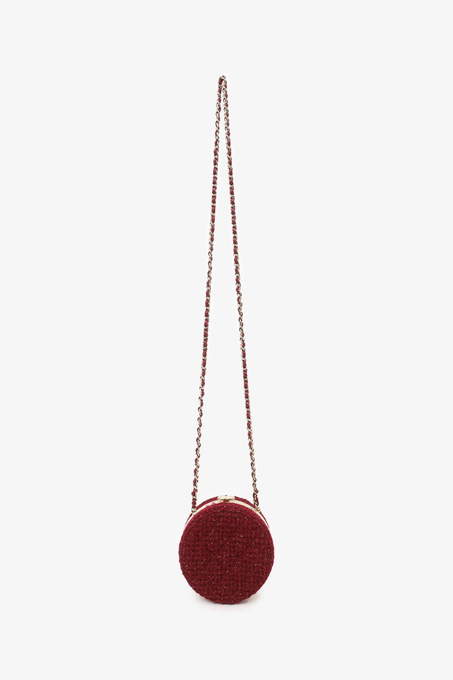 Chanel™ 2022 Burgundy Tweed Vanity Clutch on Chain