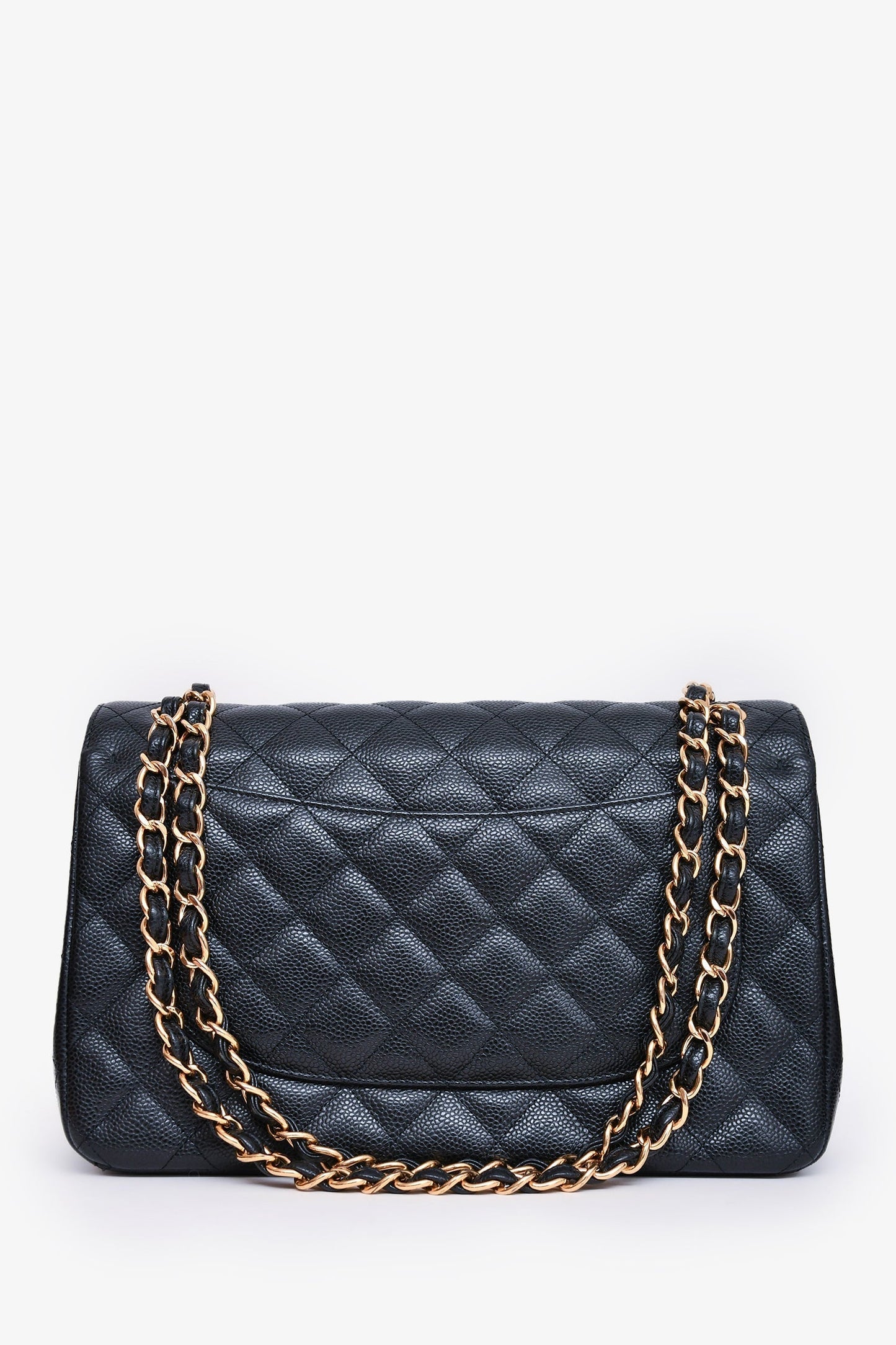 Chanel™ Black Caviar Leather Jumbo Double Flap Should Bag