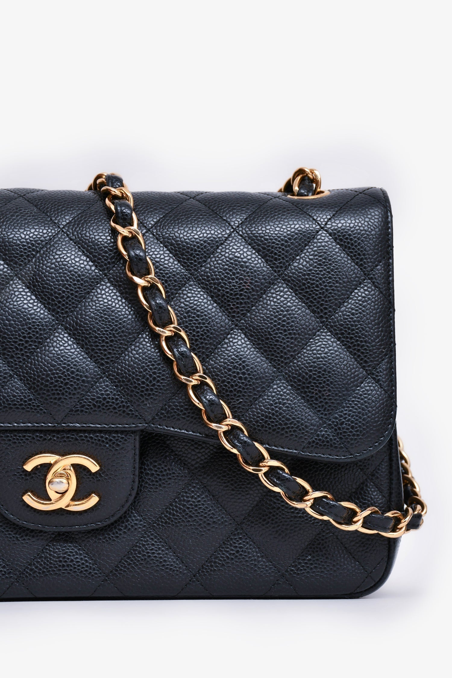 Chaneltm 2019 Black Caviar Leather Jumbo Double Flap Should Bag