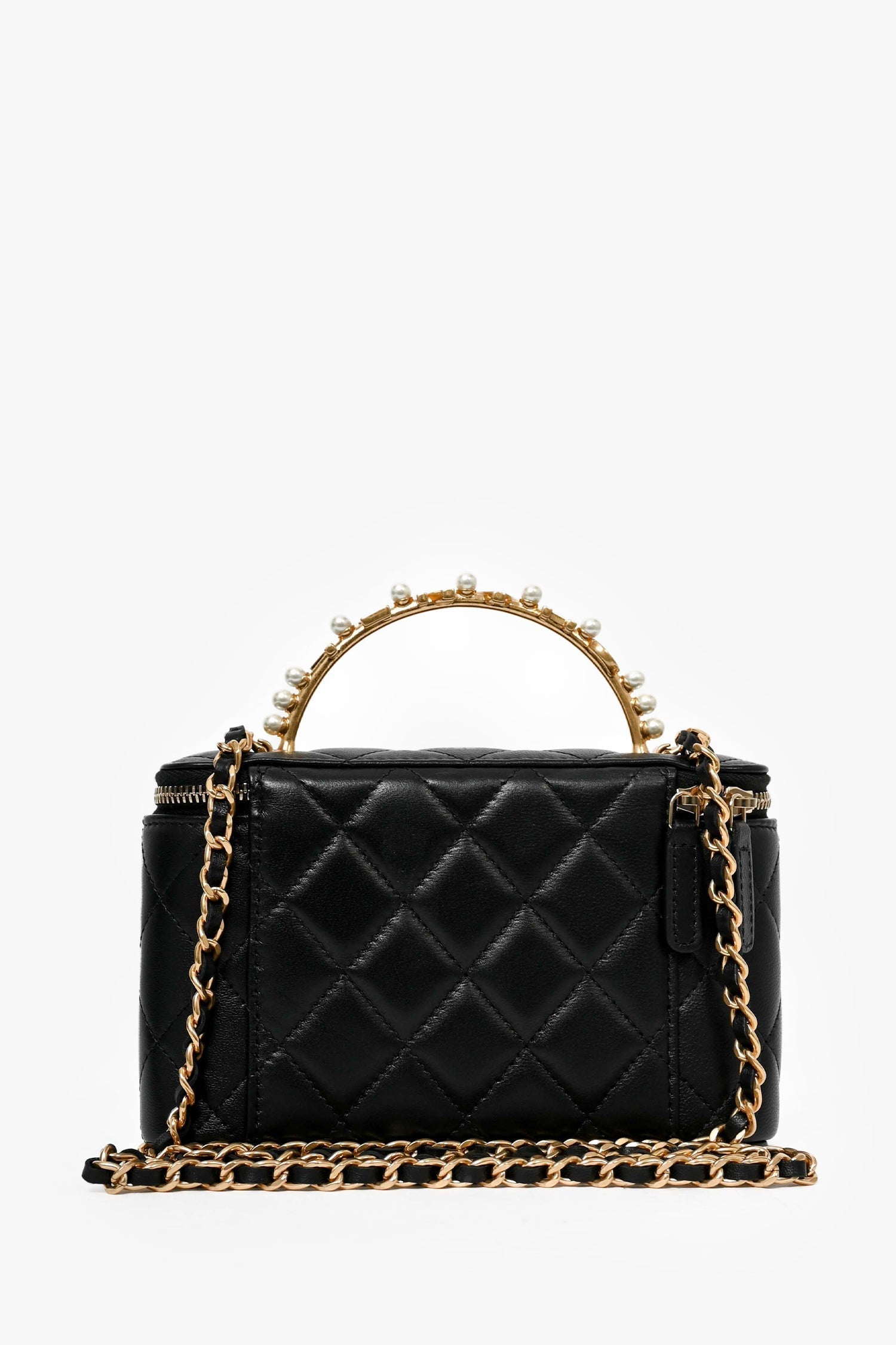 Chaneltm 2023 Black Lambskin Pearl CC Vanity Top Handle Handbag
