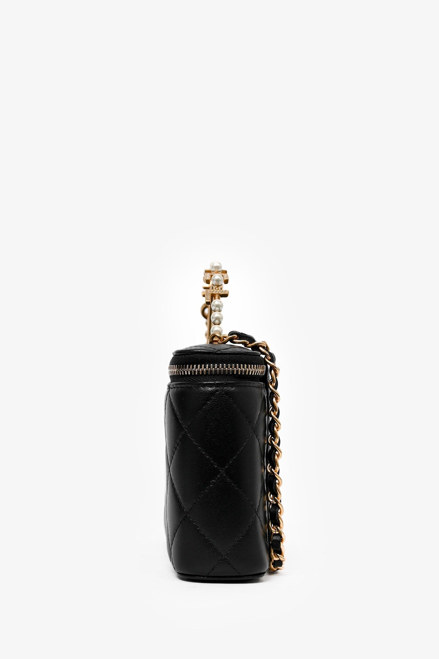 Chaneltm 2023 Black Lambskin Pearl CC Vanity Top Handle Handbag