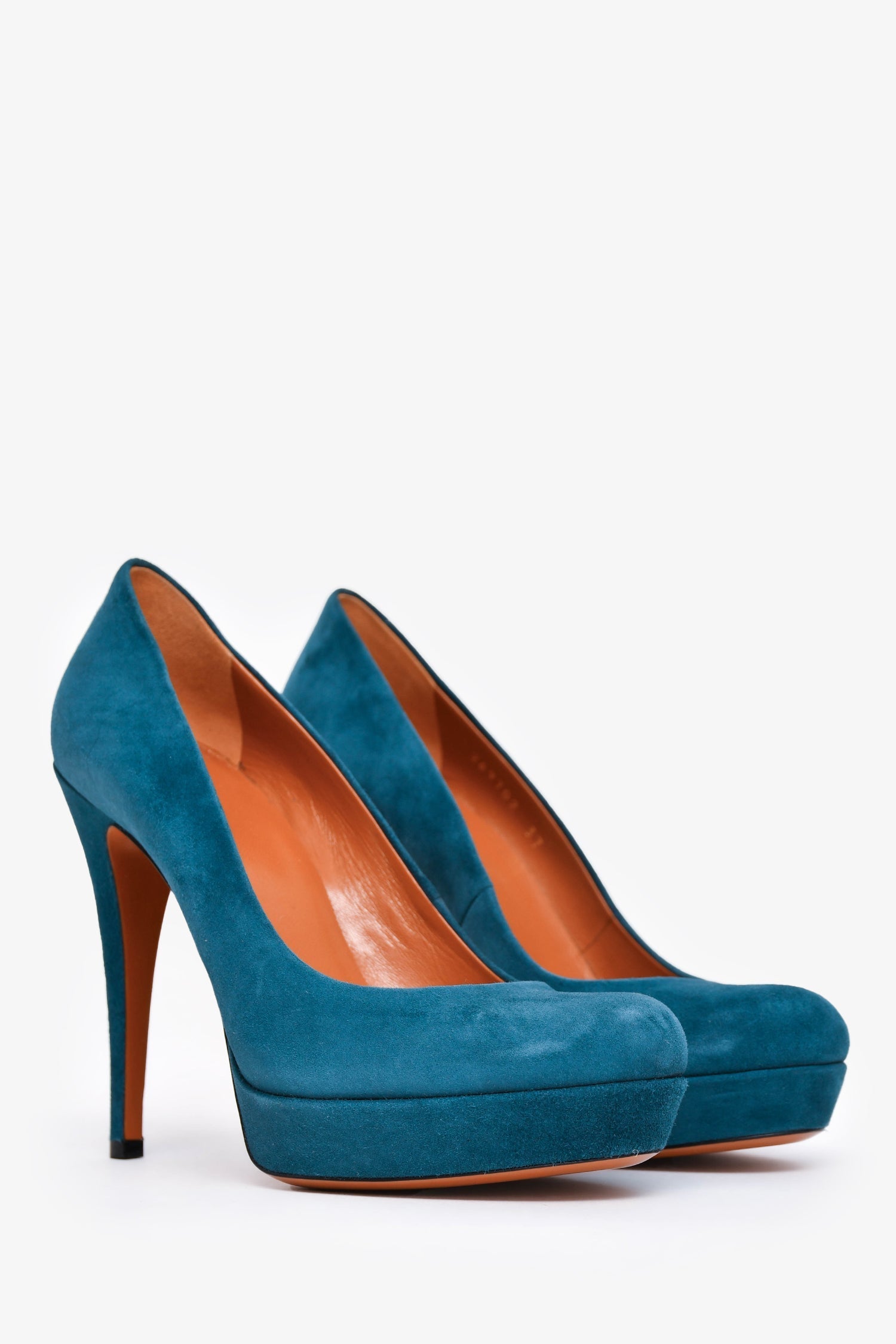 Gucci Teal Suede Leather Platform Heels Size 37