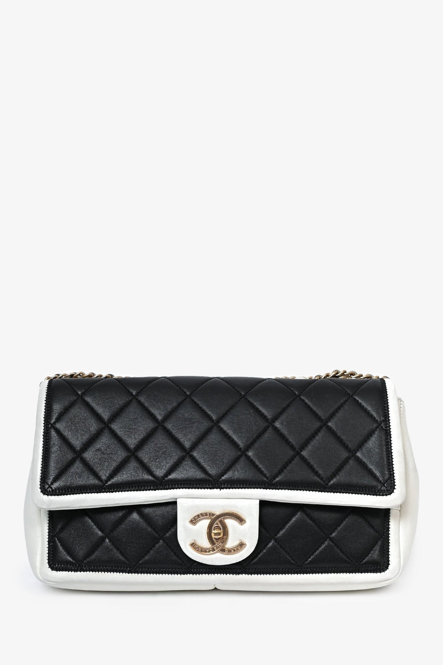 Chanel™ /13 Black/White Lambskin Medium Graphic Flap Bag ( )