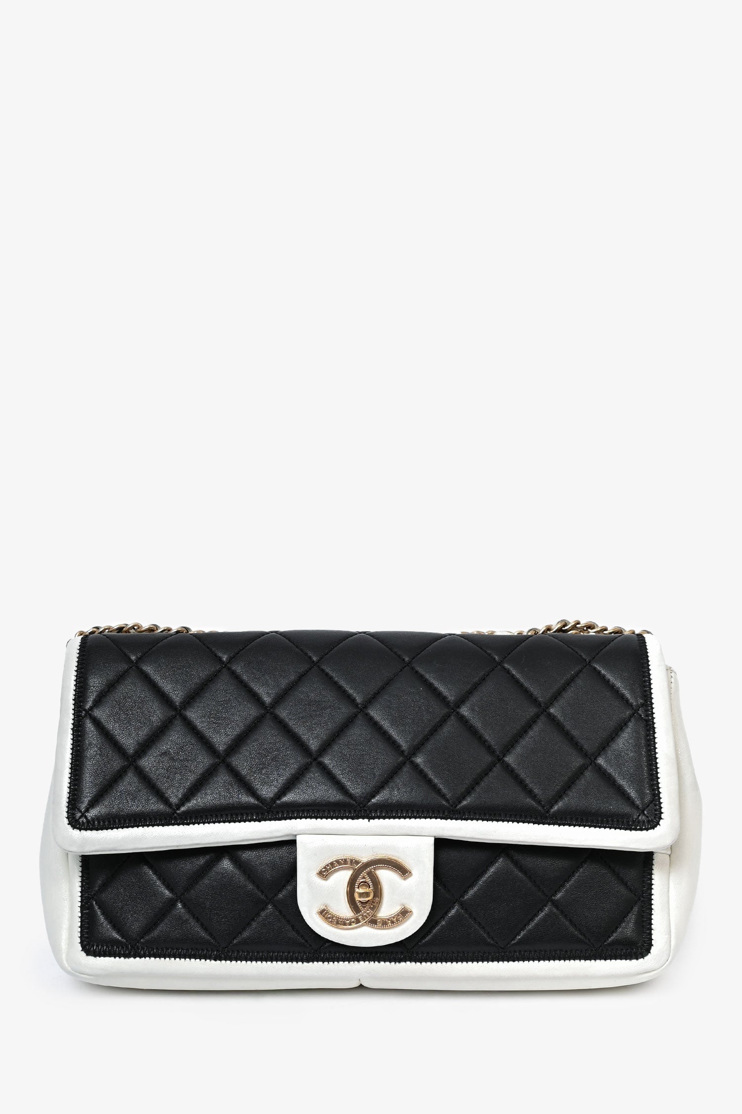 Chanel™ /13 Black/White Lambskin Medium Graphic Flap Bag ( )