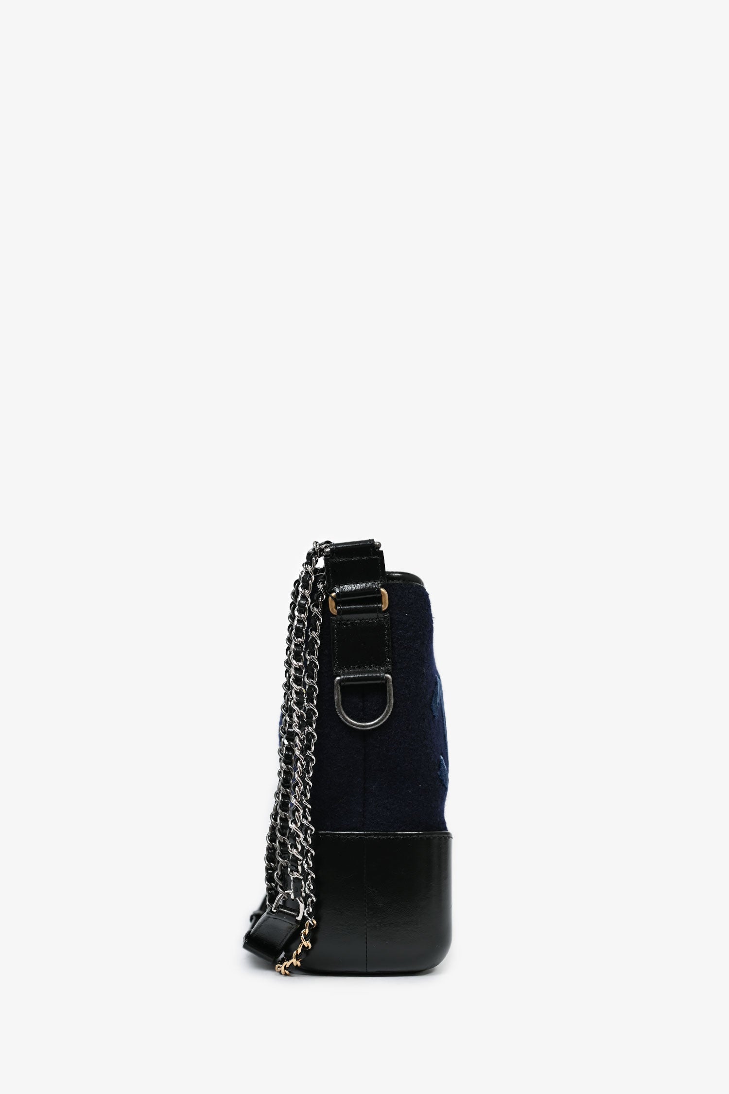 Chanel™ Navy Wool 'Paris Hamburg' Embroidered Large Gabrielle Hobo