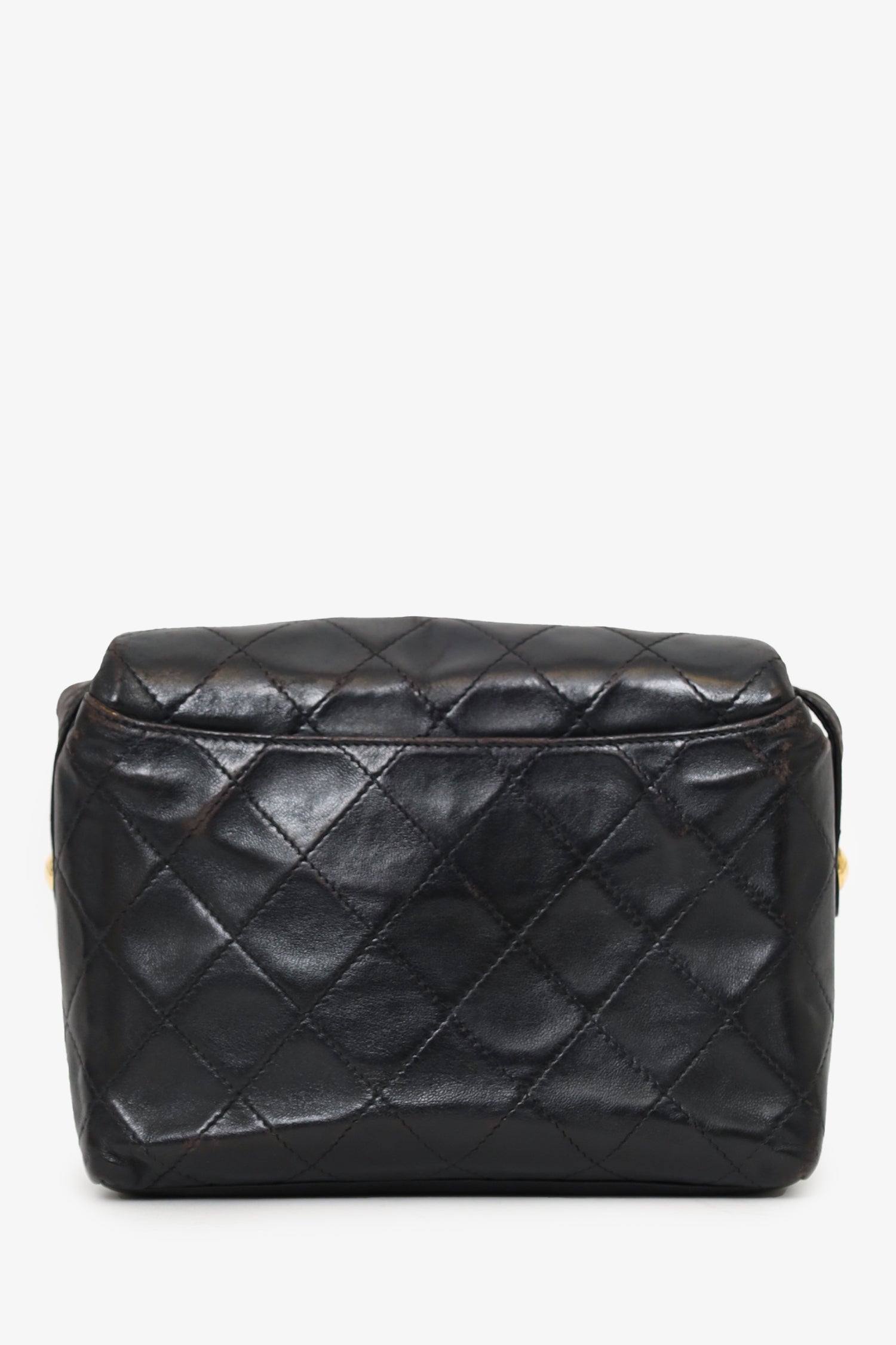Chaneltm 1991 94 Black Lambskin Round Flap Shoulder Bag