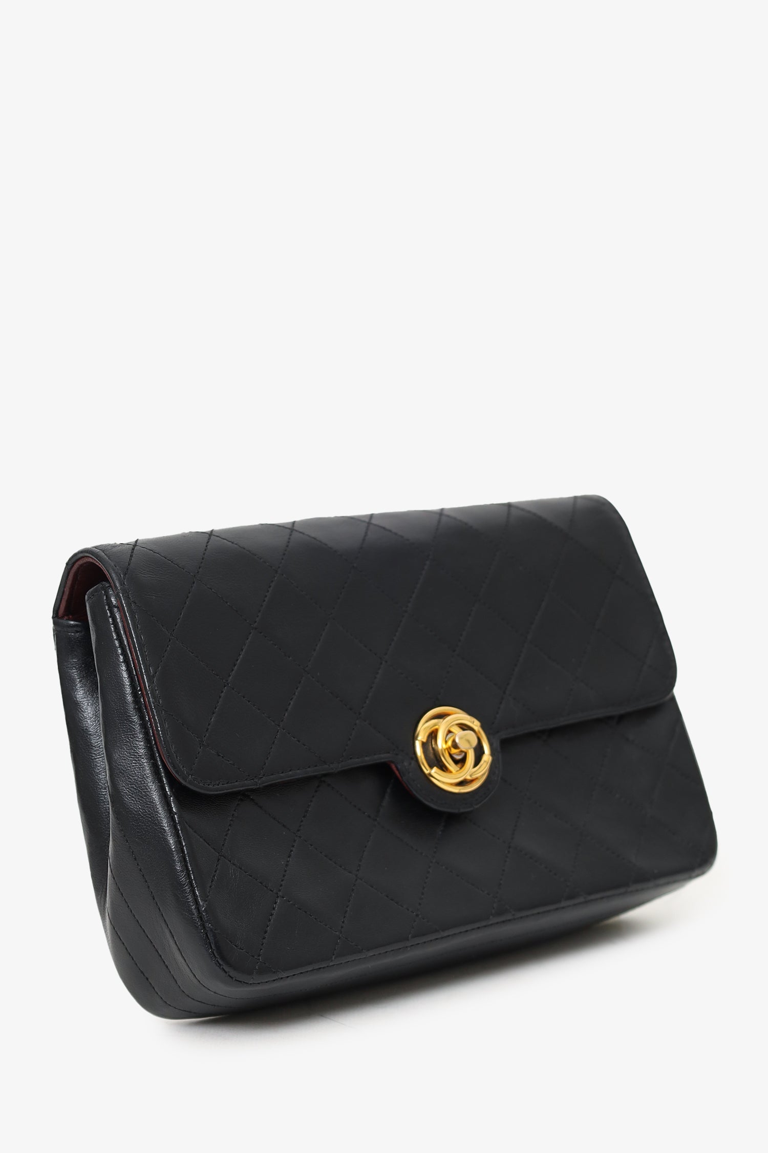 Chanel™ -88 Black Quilted Lambskin Circle Cc Mini Flap Bag