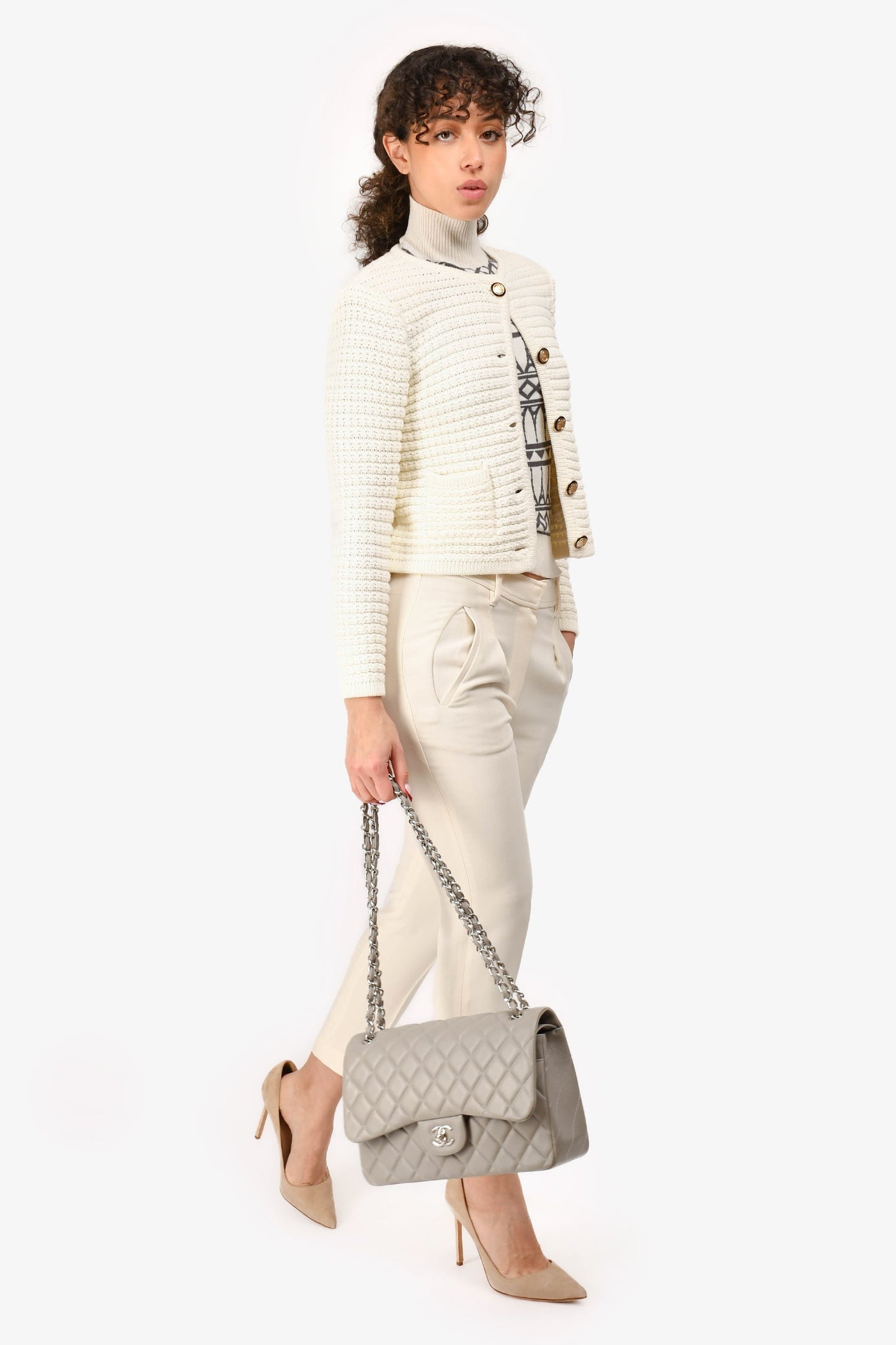 Chanel™ /20 Grey Lambskin Leather Jumbo Double Flap Bag